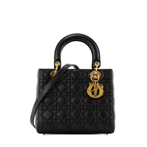 DIOR - Sac à main Lady Dior medium en cuir cannage noir