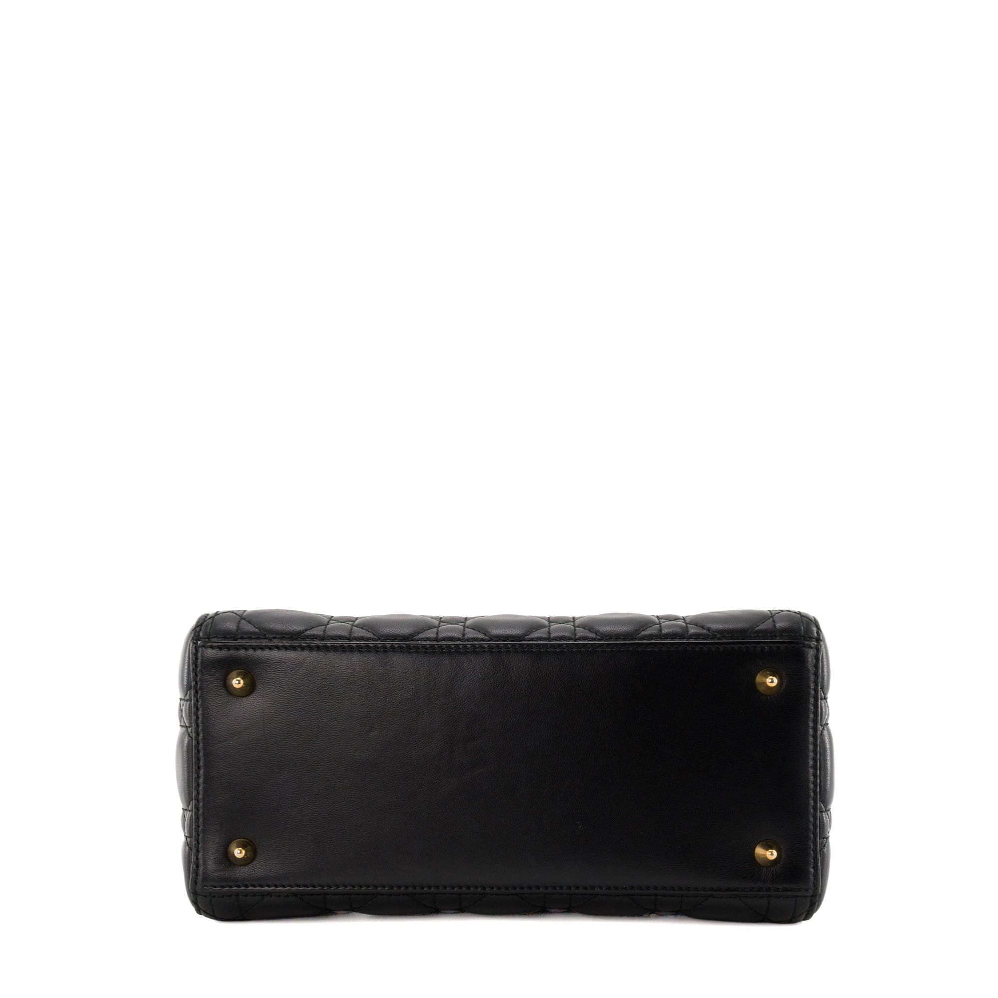 DIOR - Sac à main Lady Dior medium en cuir cannage noir