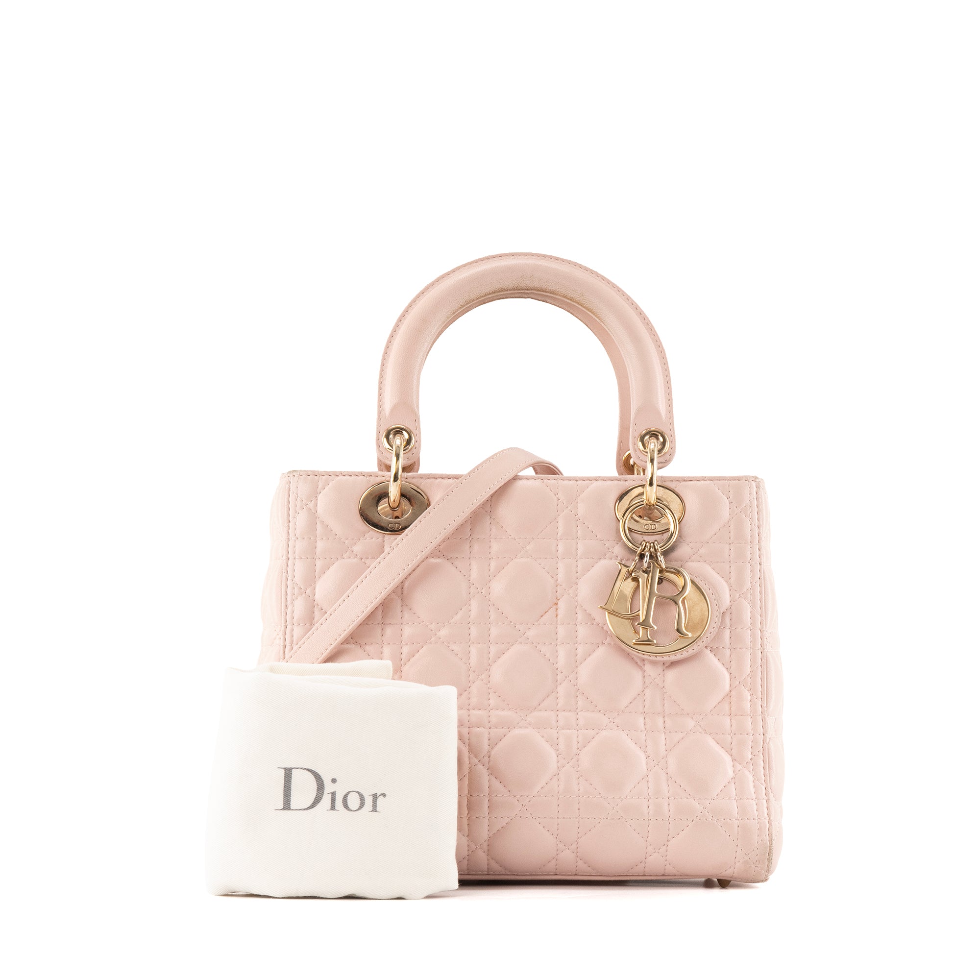 DIOR - Sac à main Lady Dior Medium en cuir rose pâle