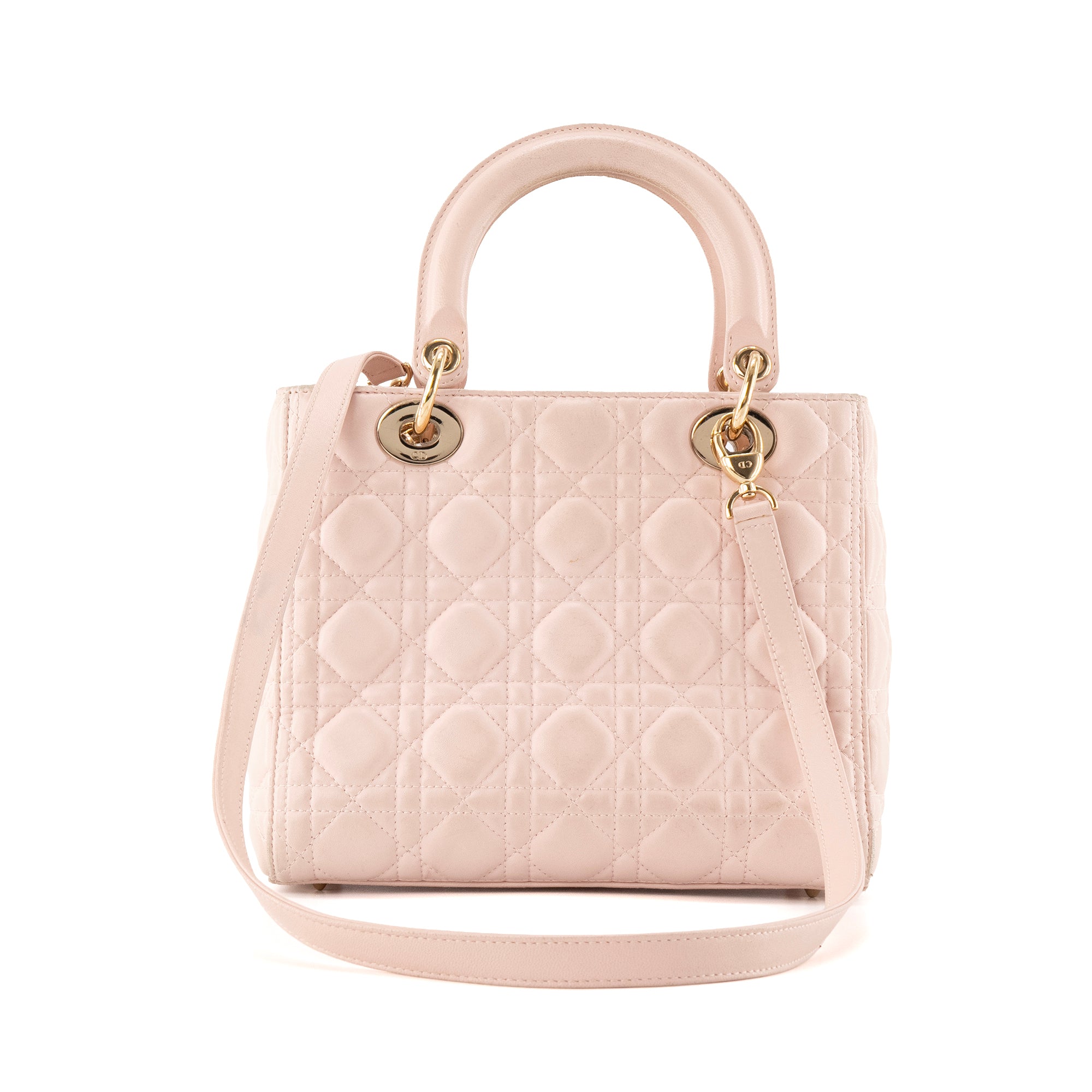 DIOR - Sac à main Lady Dior Medium en cuir rose pâle