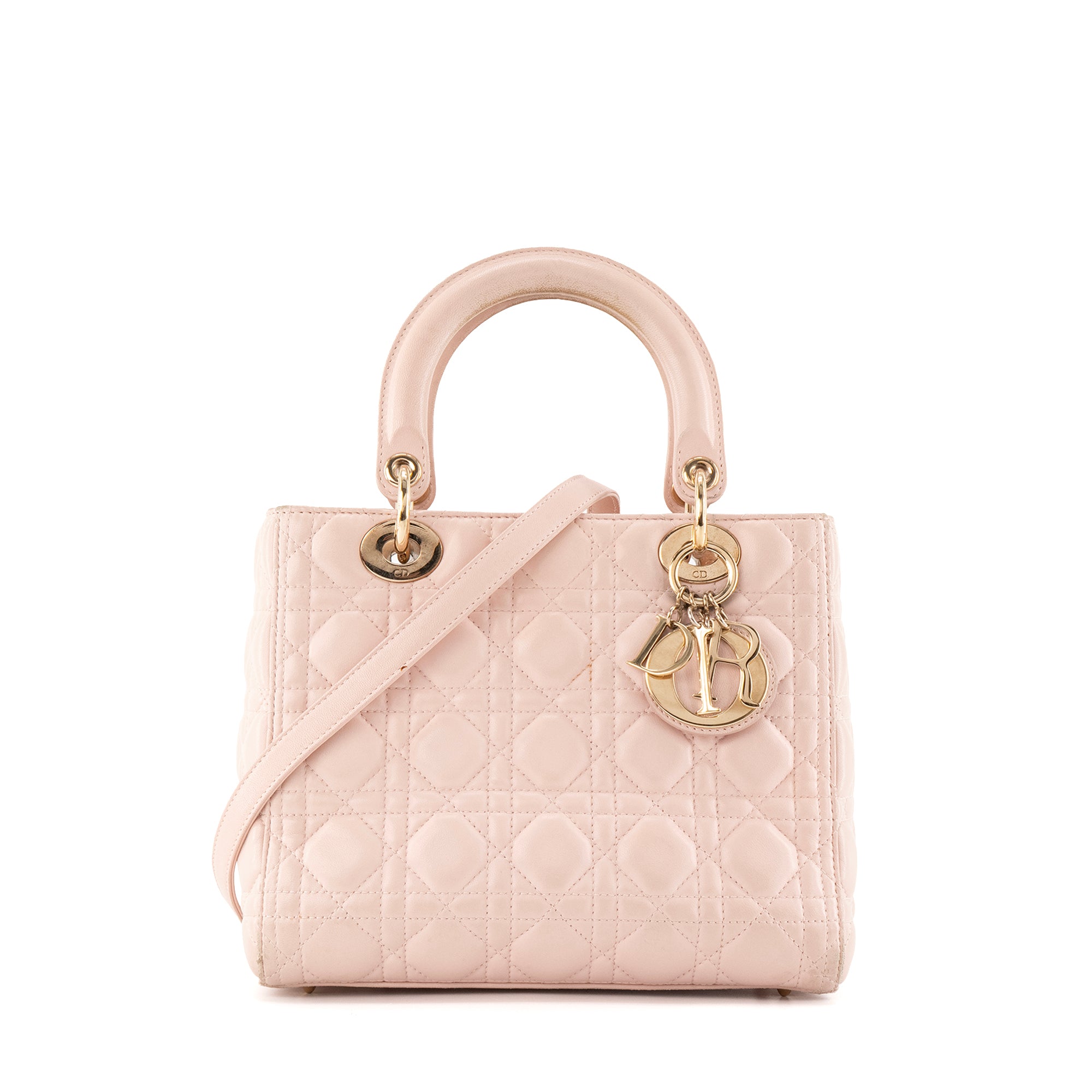 DIOR - Sac à main Lady Dior Medium en cuir rose pâle