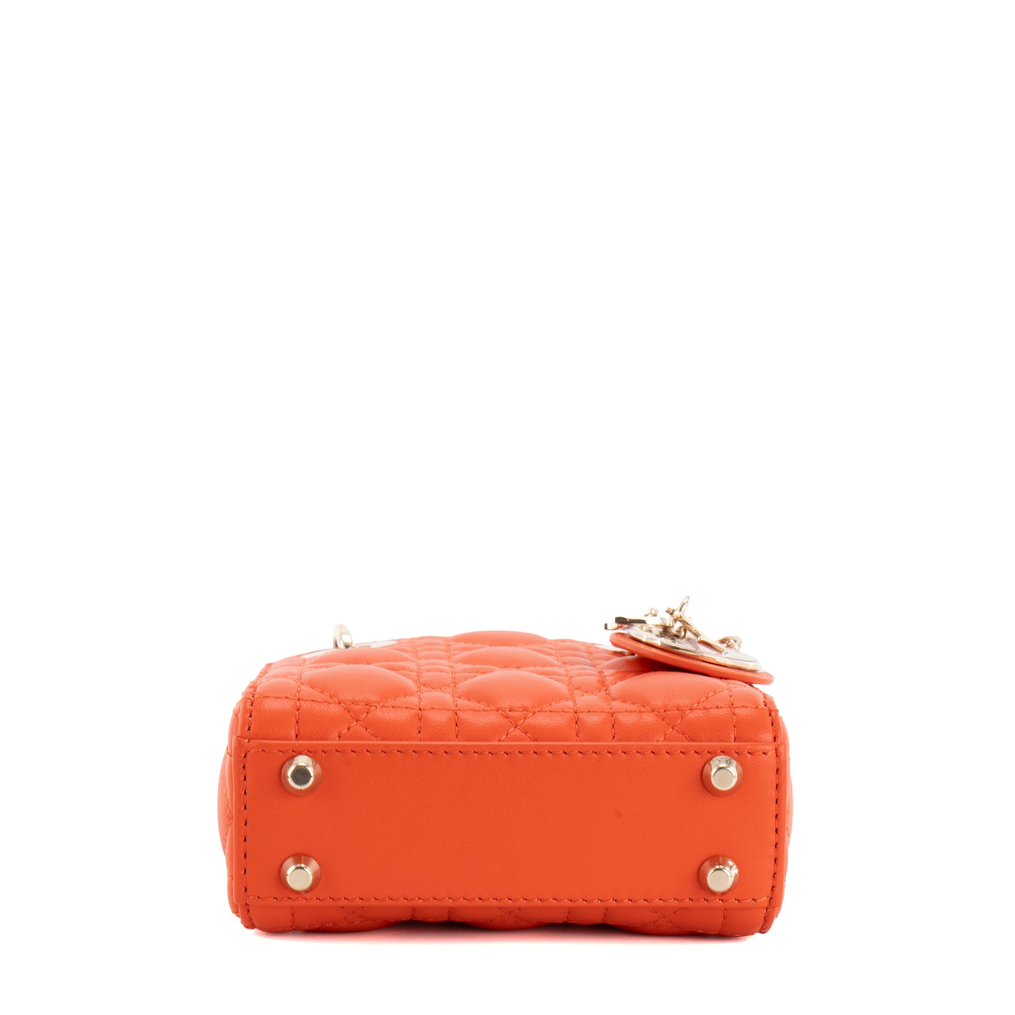 DIOR - Sac à bandoulière Lady Dior micro Dior en cuir cannage orange
