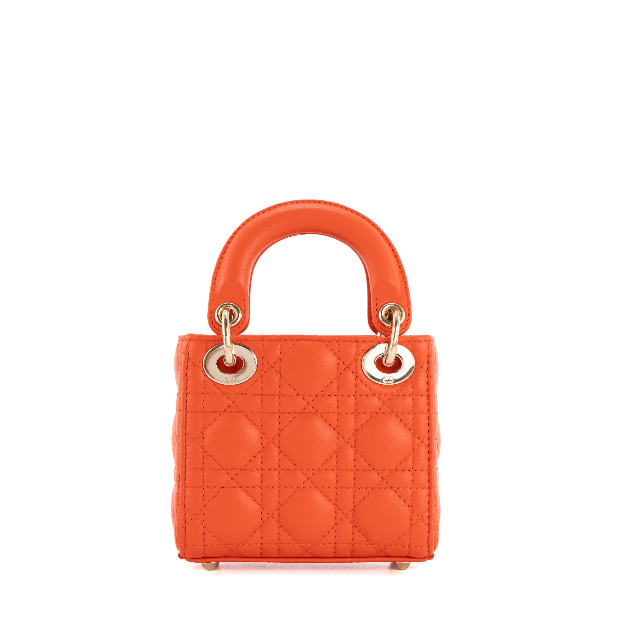 DIOR - Sac à bandoulière Lady Dior micro Dior en cuir cannage orange