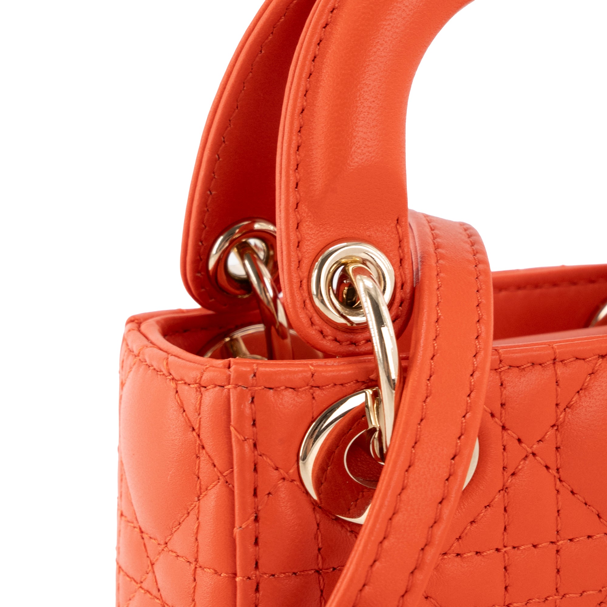 DIOR - Sac à bandoulière Lady Dior micro Dior en cuir cannage orange