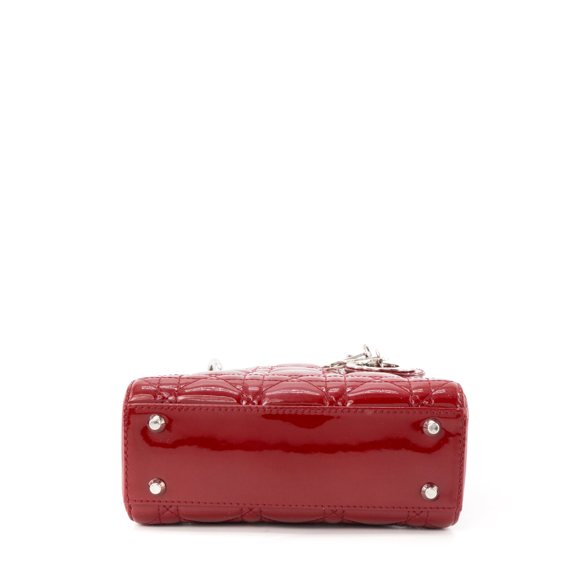 DIOR - Sac à main Lady Dior mini Dior en cuir verni rouge