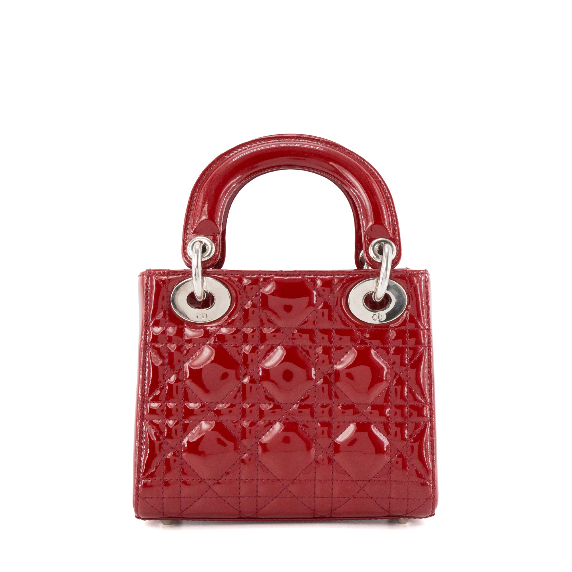 DIOR - Sac à main Lady Dior mini Dior en cuir verni rouge