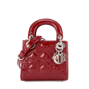 DIOR - Sac à main Lady Dior mini Dior en cuir verni rouge
