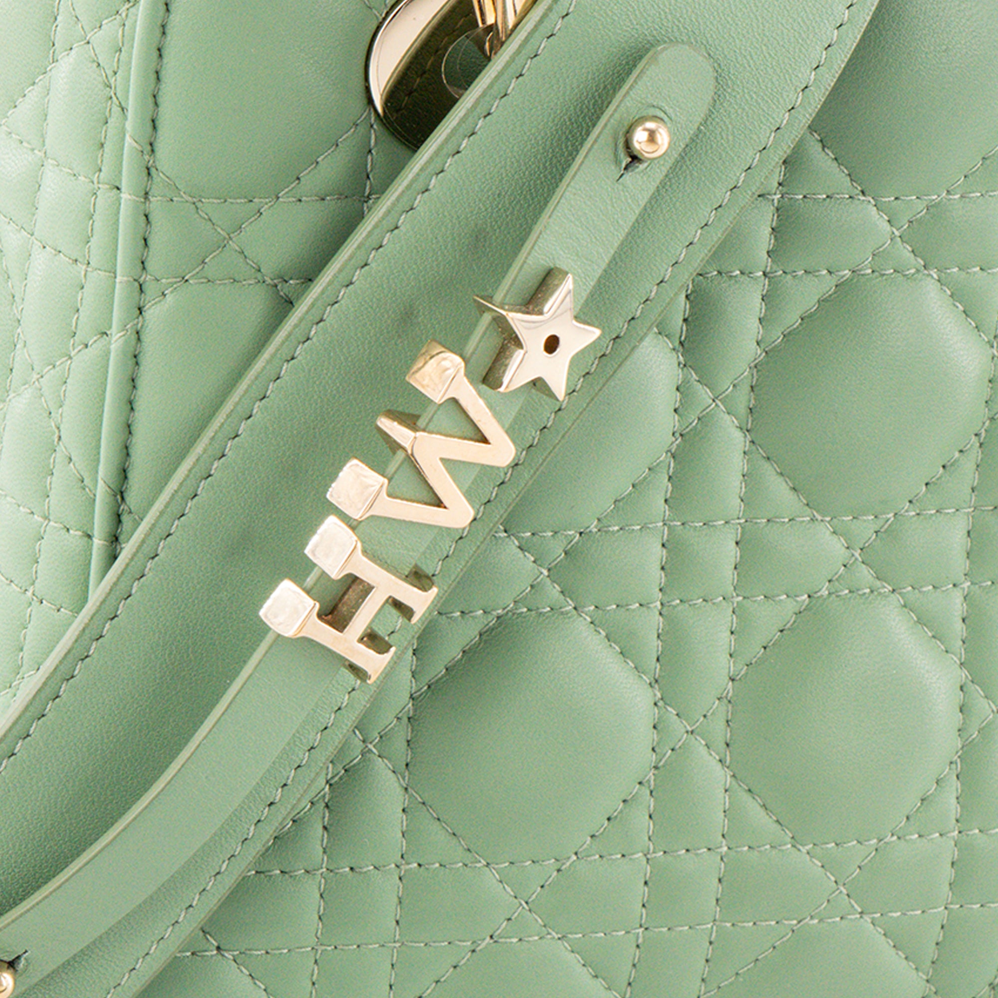 DIOR - Sac à main Lady Dior My ABC Small en cuir cannage vert
