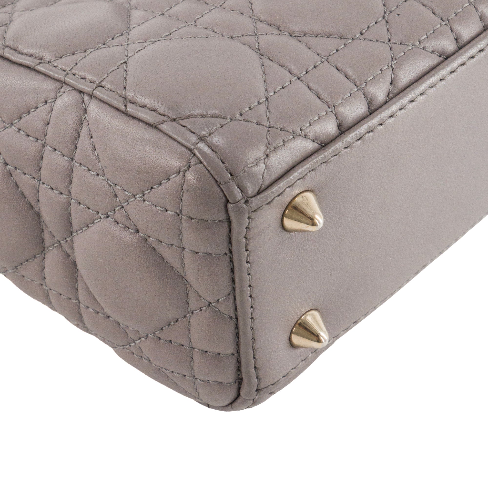 DIOR - Sac à main Lady Dior small Dior en cuir lisse gris