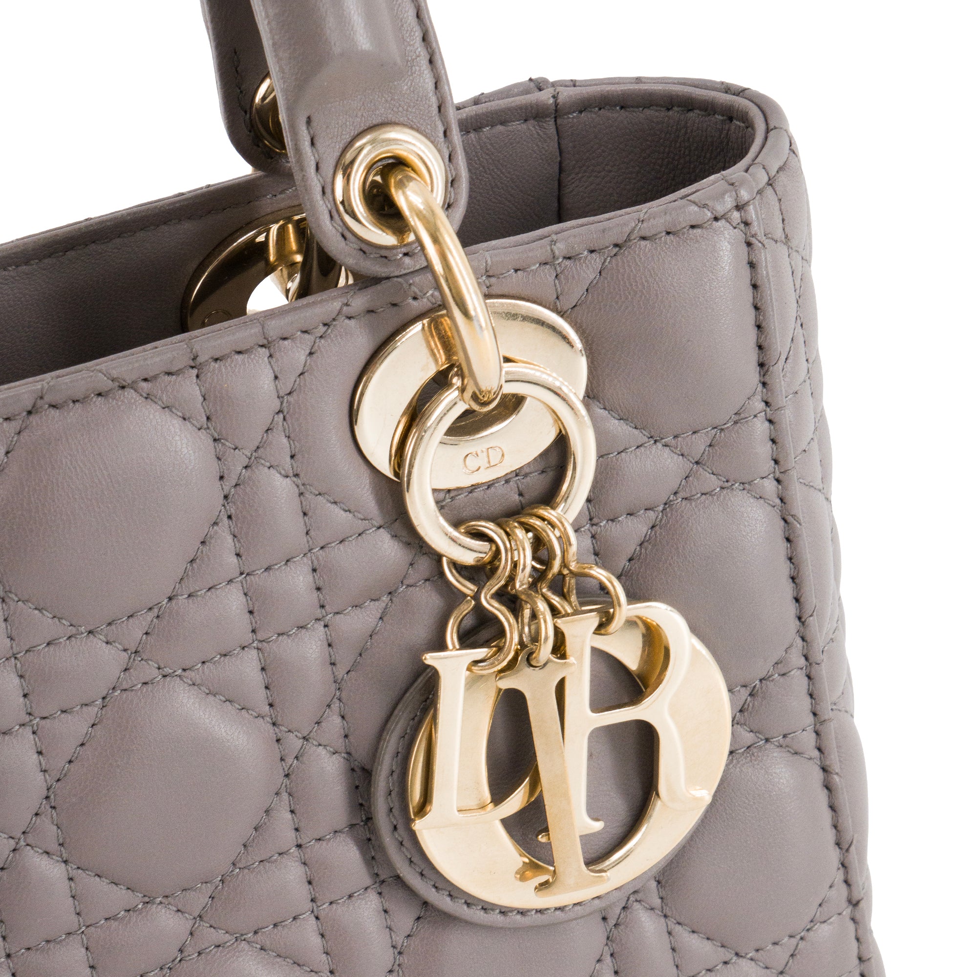 DIOR - Sac à main Lady Dior small Dior en cuir lisse gris