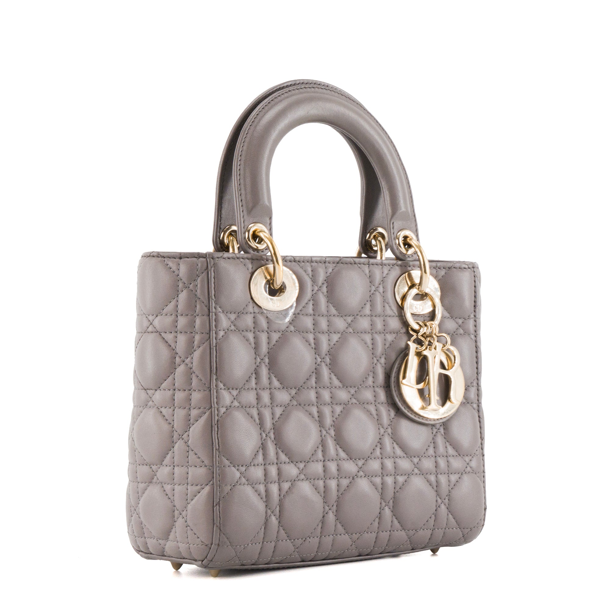 DIOR - Sac à main Lady Dior small Dior en cuir lisse gris