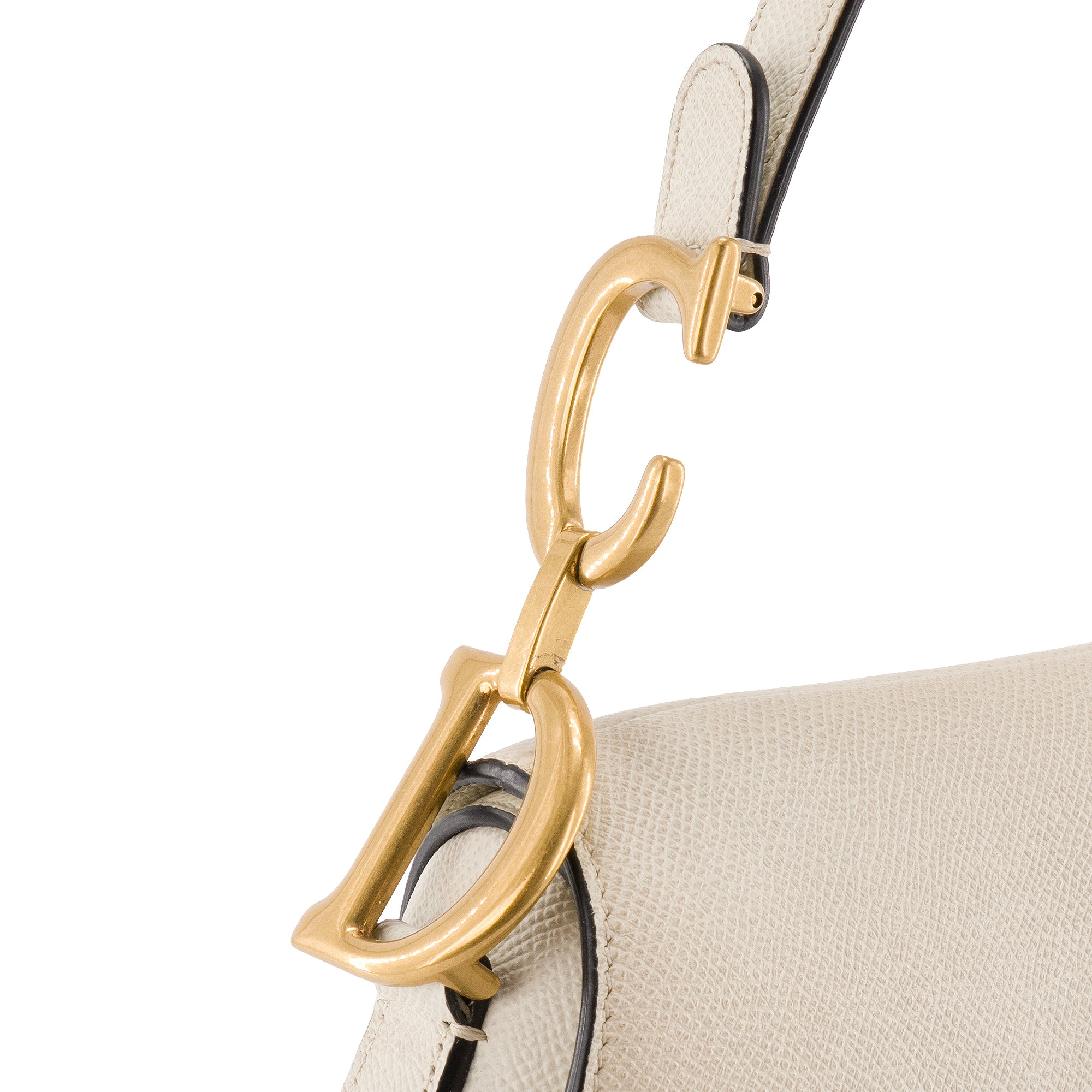 DIOR - Sac à main Saddle Dior en cuir grainé ivoire