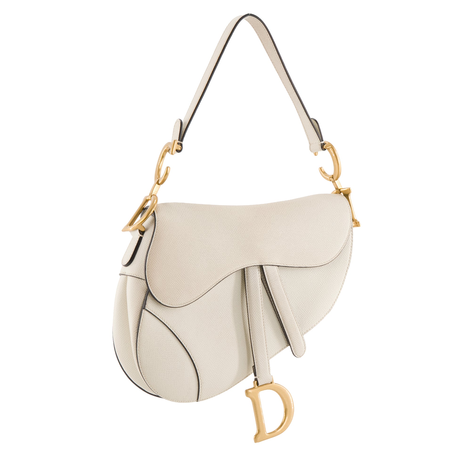 DIOR - Sac à main Saddle Dior en cuir grainé ivoire