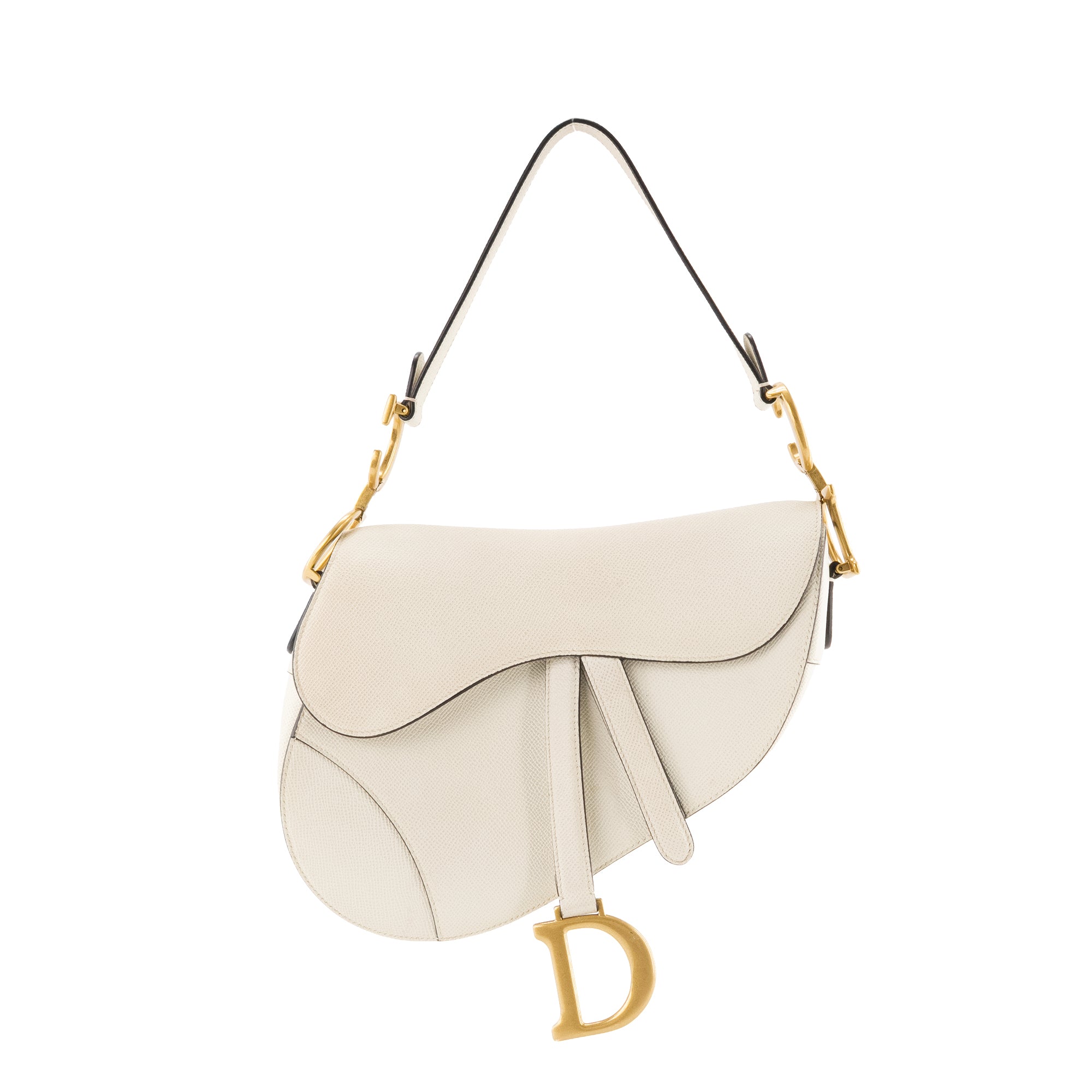 DIOR - Sac à main Saddle Dior en cuir grainé ivoire