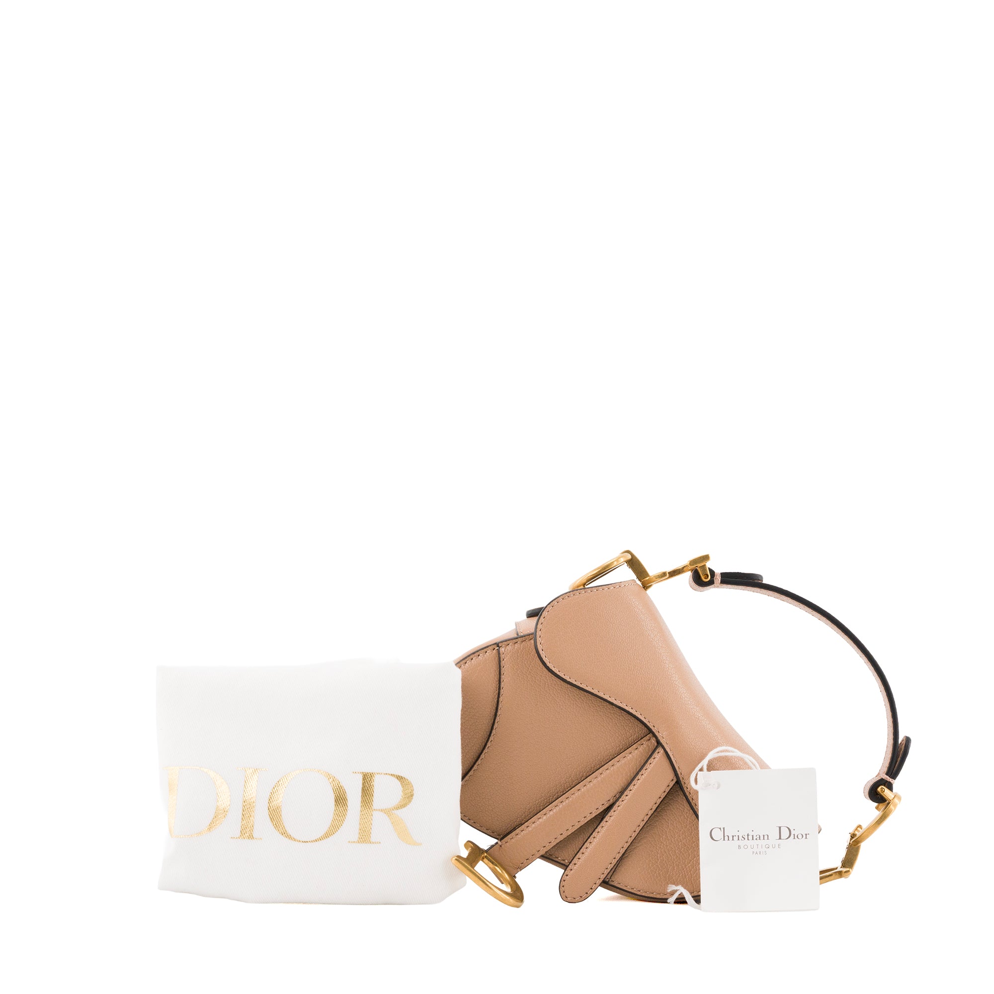 DIOR - Sac à main Saddle Micro Dior en cuir grainé rose ancien