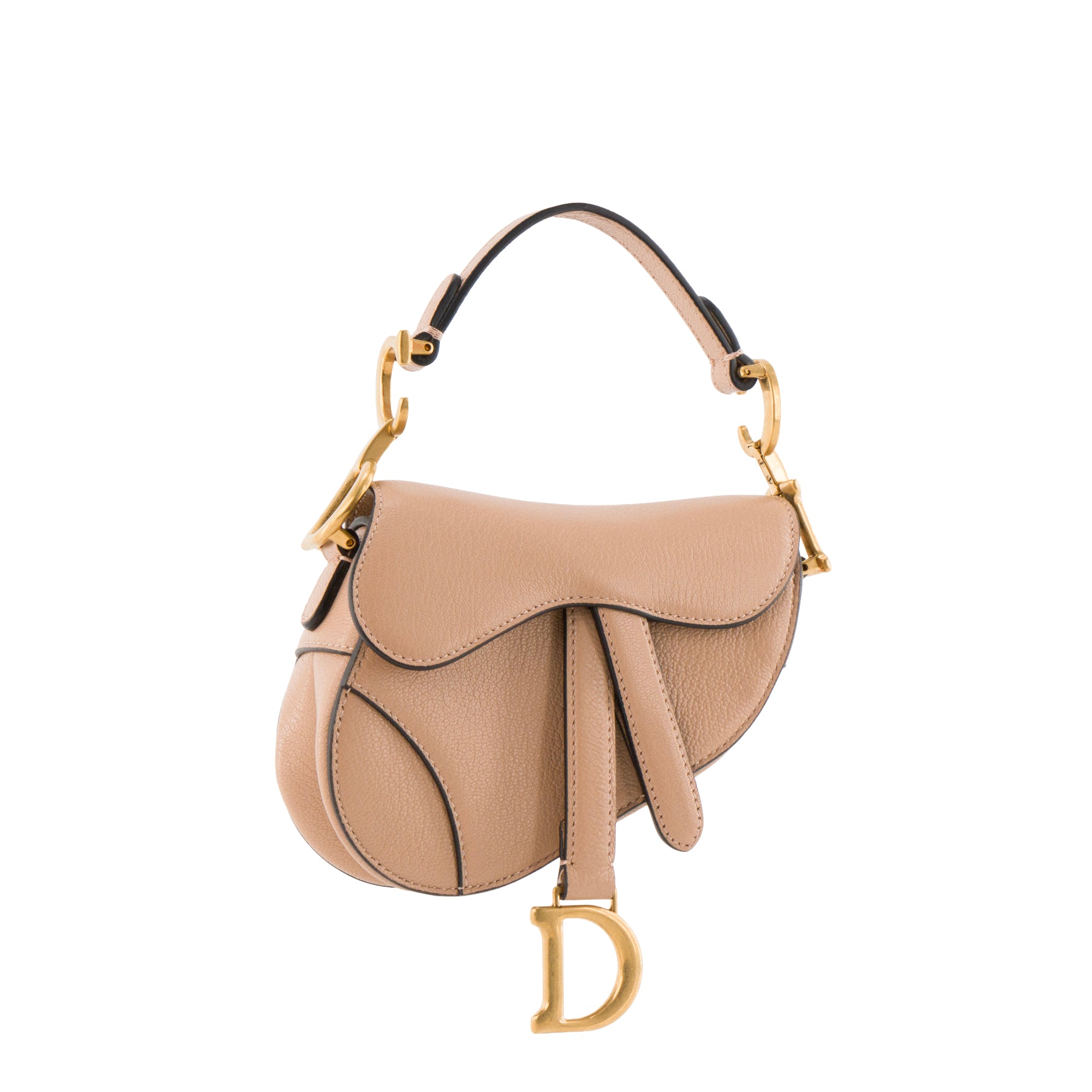 DIOR - Sac à main Saddle Micro Dior en cuir grainé rose ancien