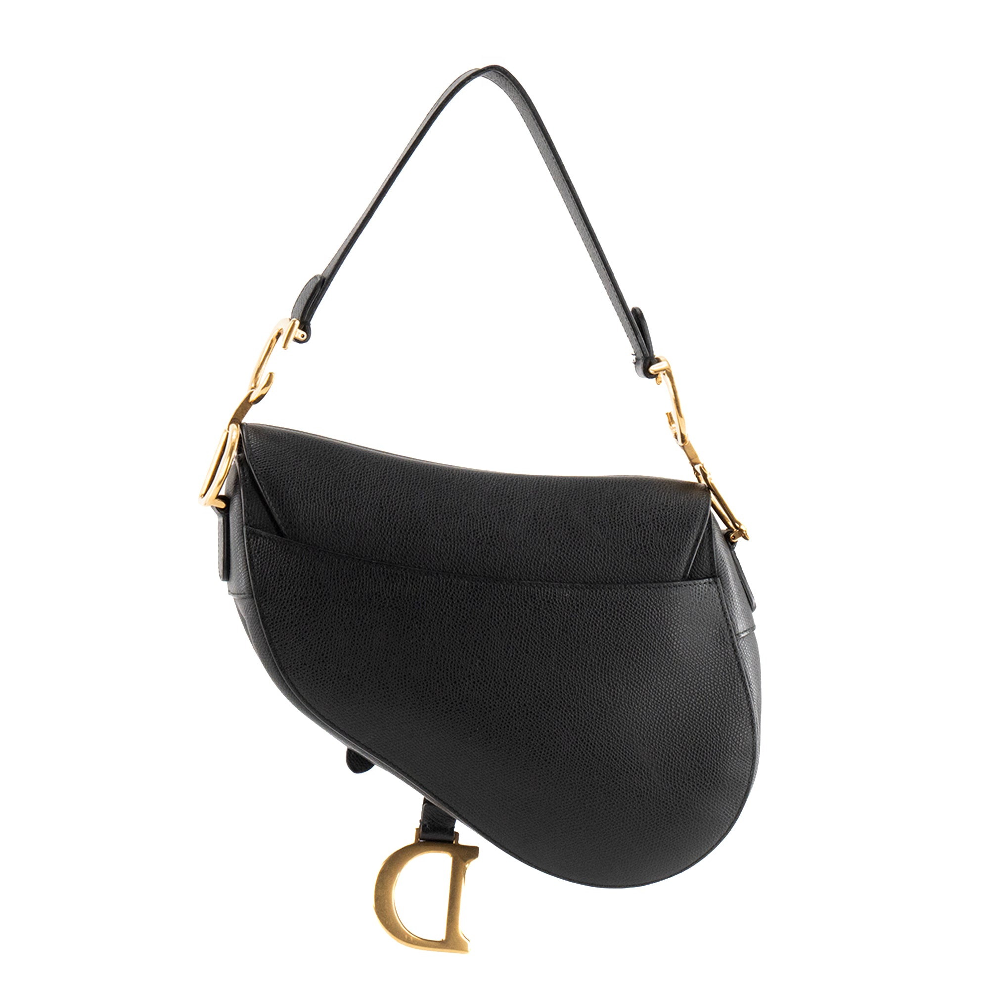 DIOR - Sac à épaule Saddle small Dior en cuir grainé noir