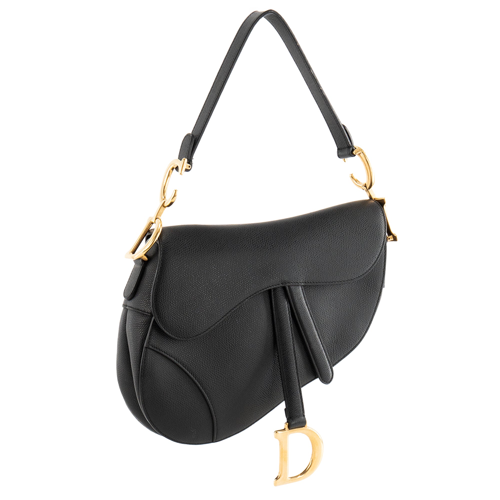 DIOR - Sac à épaule Saddle small Dior en cuir grainé noir