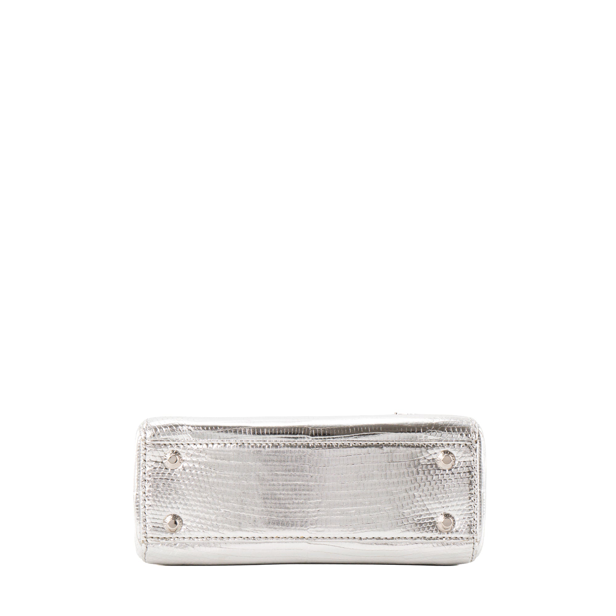 DIOR - Sac à bandoulière Lady Dior Mini en cuir exotique lézard argenté édition limitée