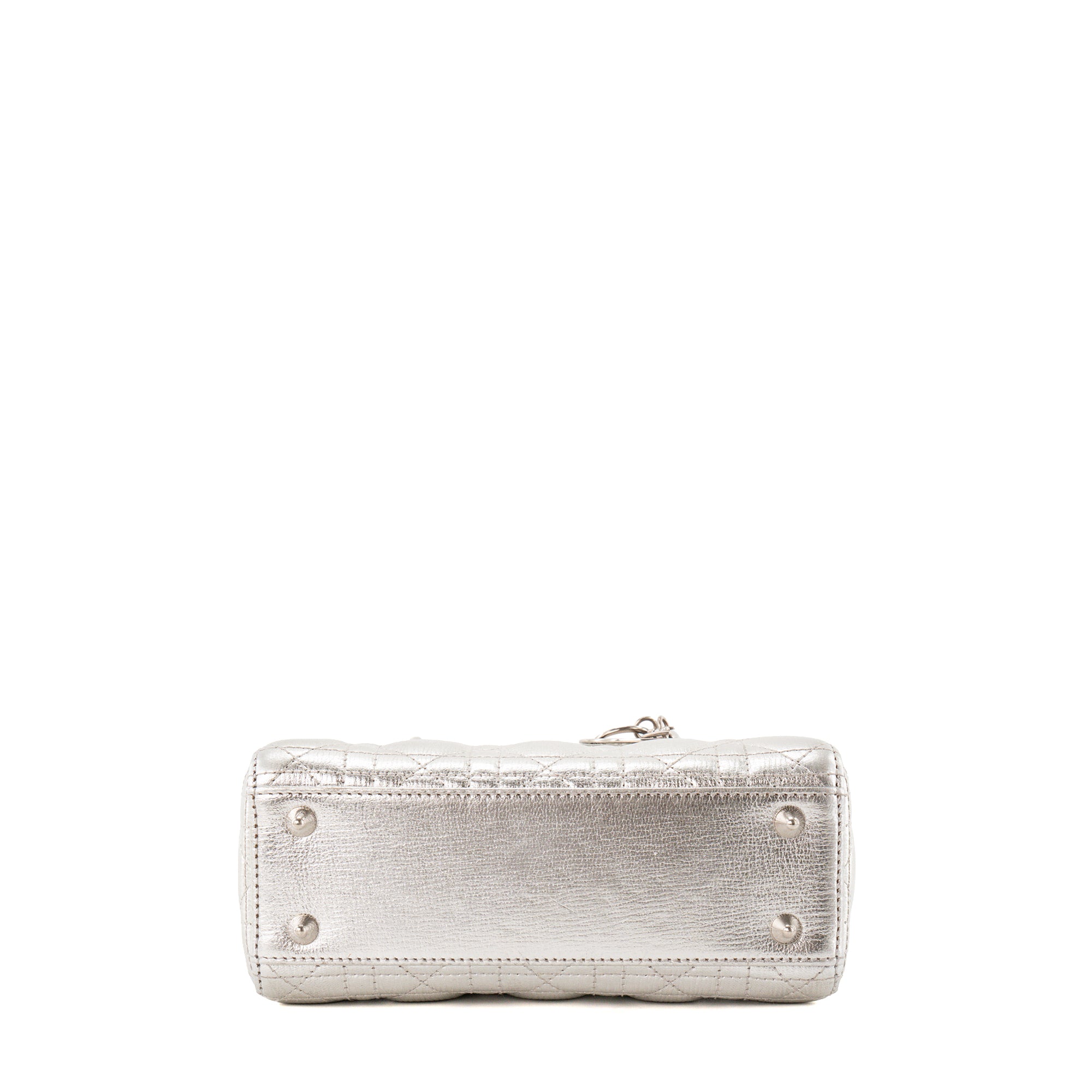 DIOR - Sac à bandoulière Lady Dior small en cuir froissé argenté édition limitée
