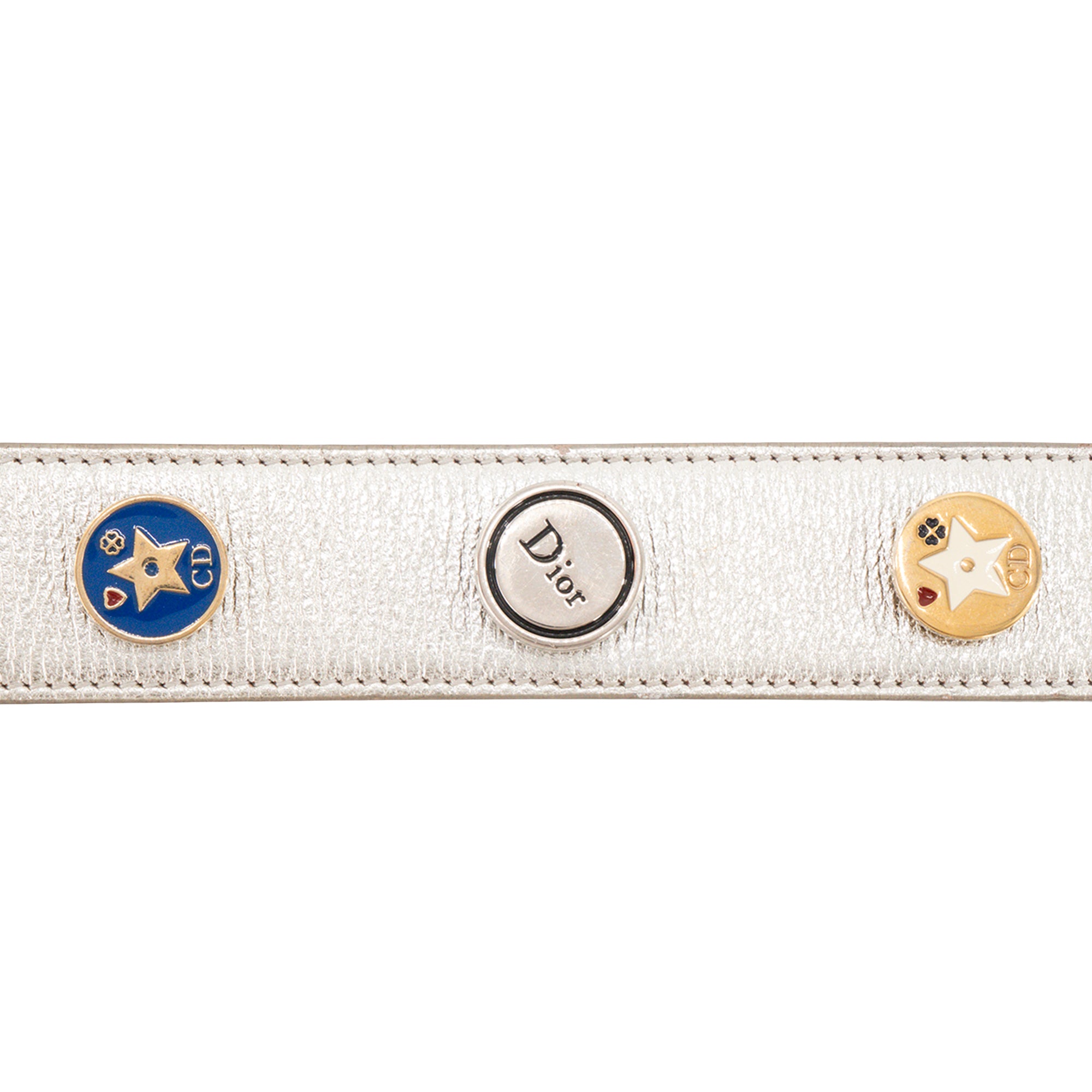 DIOR - Sac à bandoulière Lady Dior small en cuir froissé argenté édition limitée