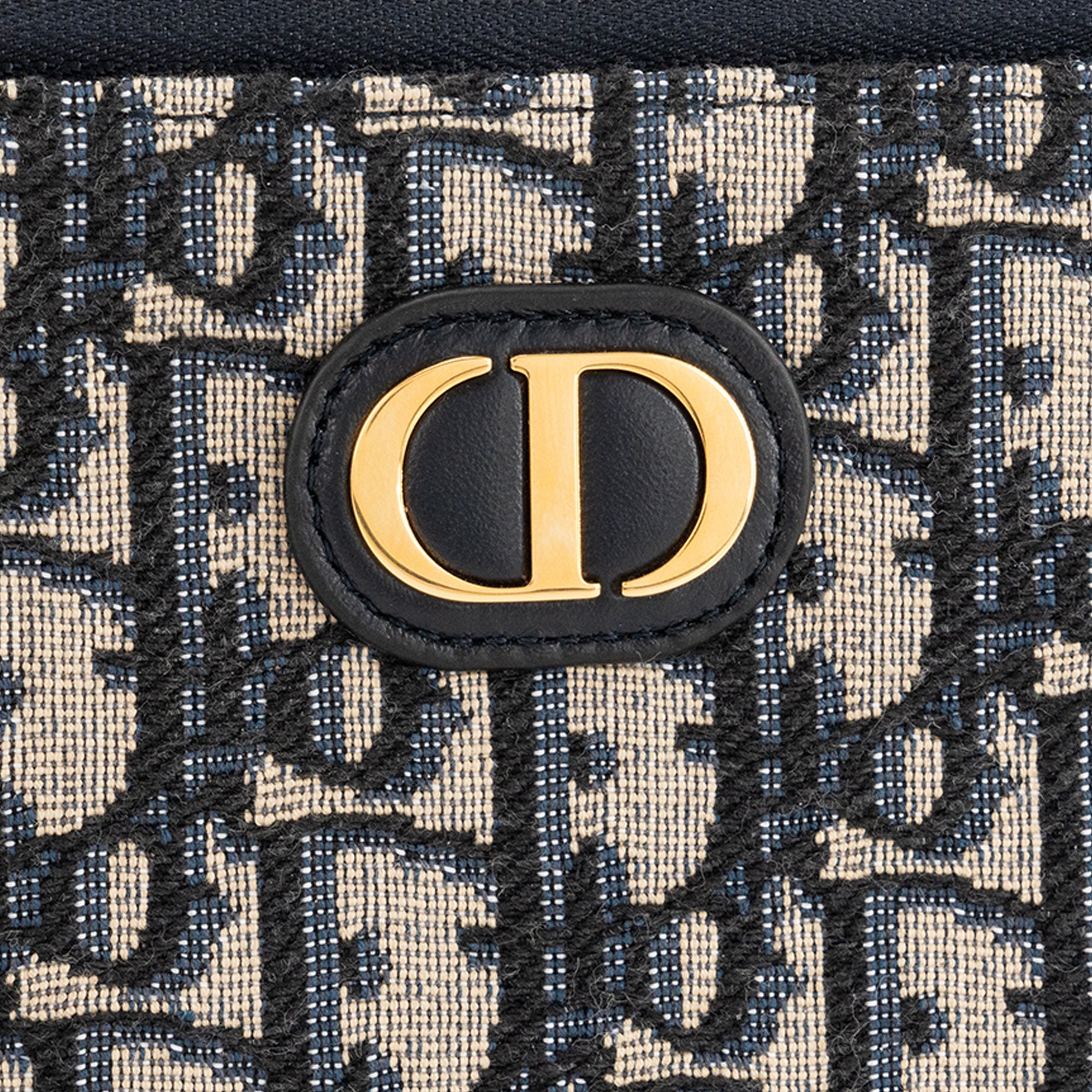 DIOR - Sac à bandoulière 30 Montaigne Pouch Dior en toile Dior Oblique bleu marine et beige
