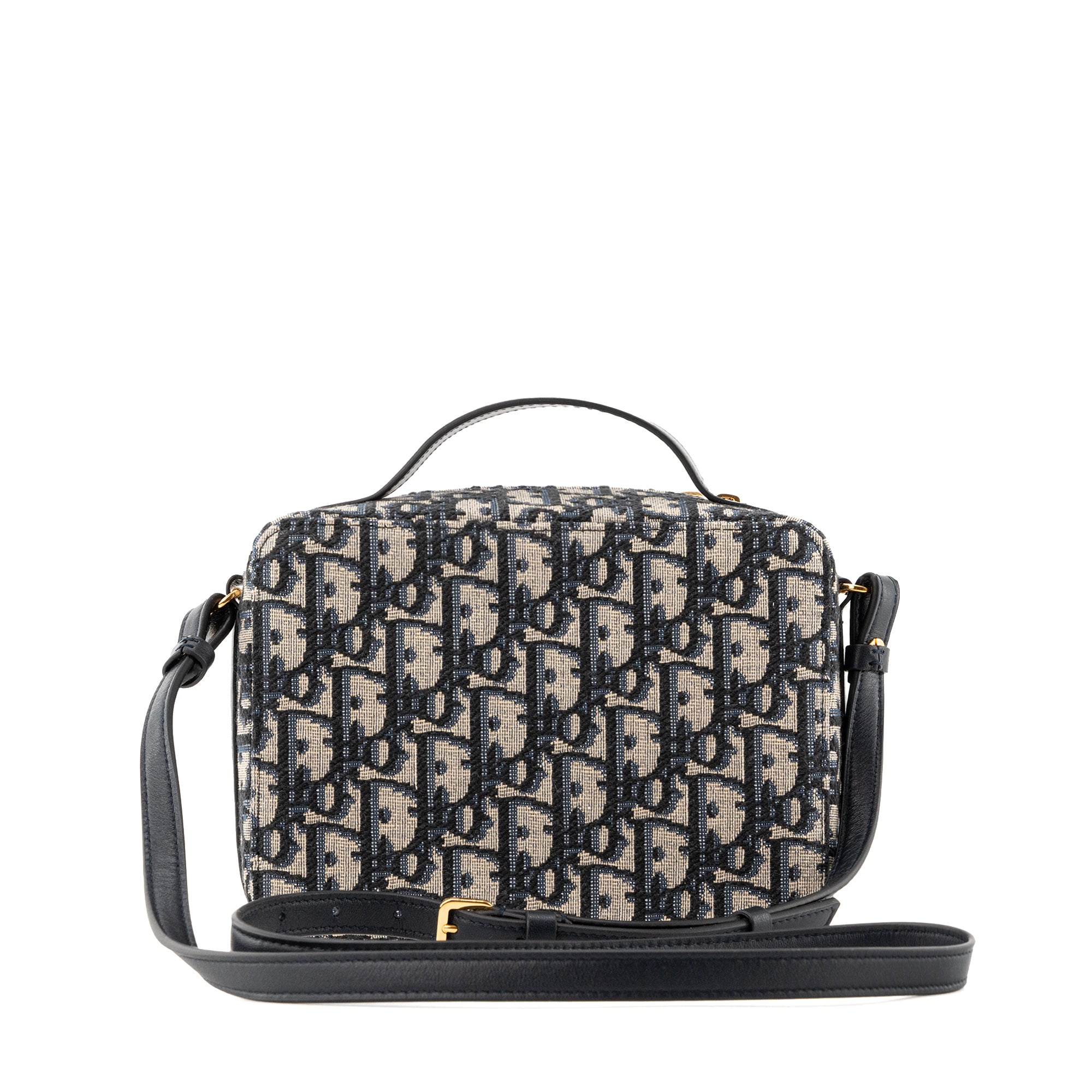 DIOR - Sac à bandoulière 30 Montaigne Pouch Dior en toile Dior Oblique bleu marine et beige