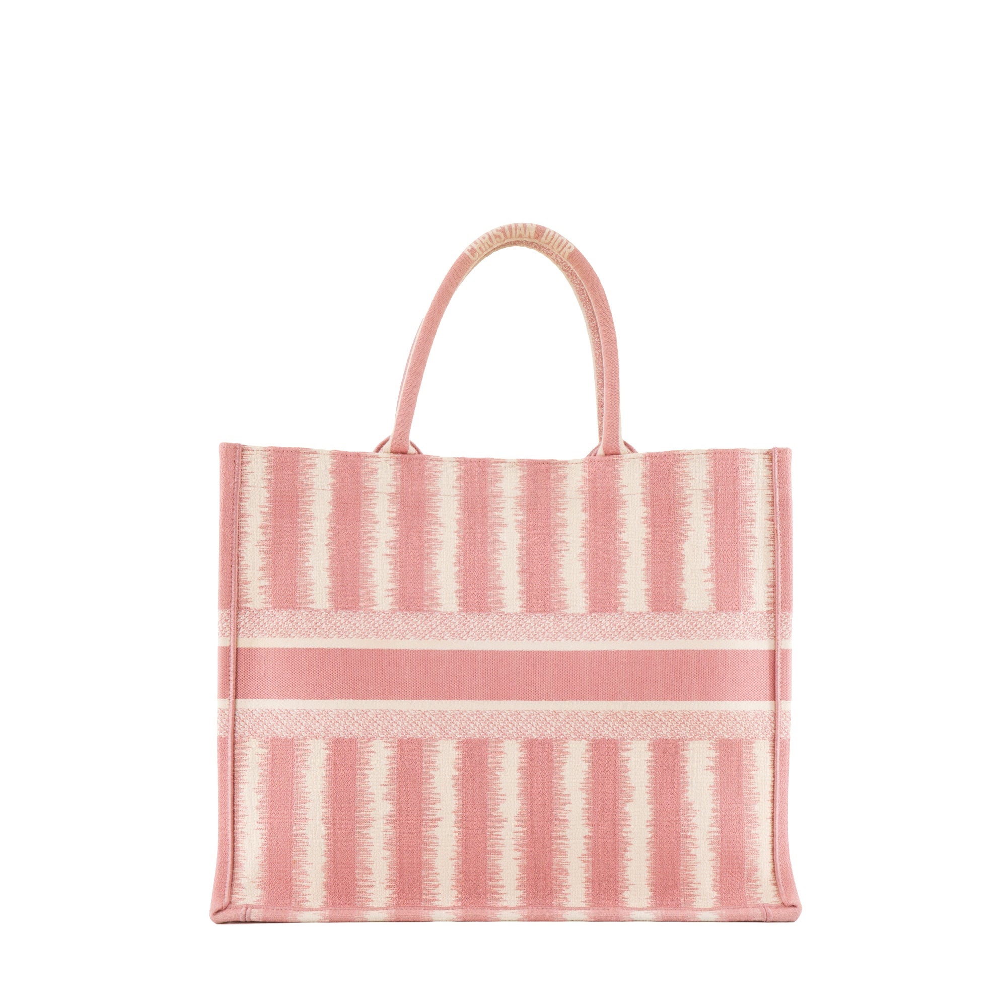 DIOR - Sac cabas Book Tote large Dior en toile blanche et rose