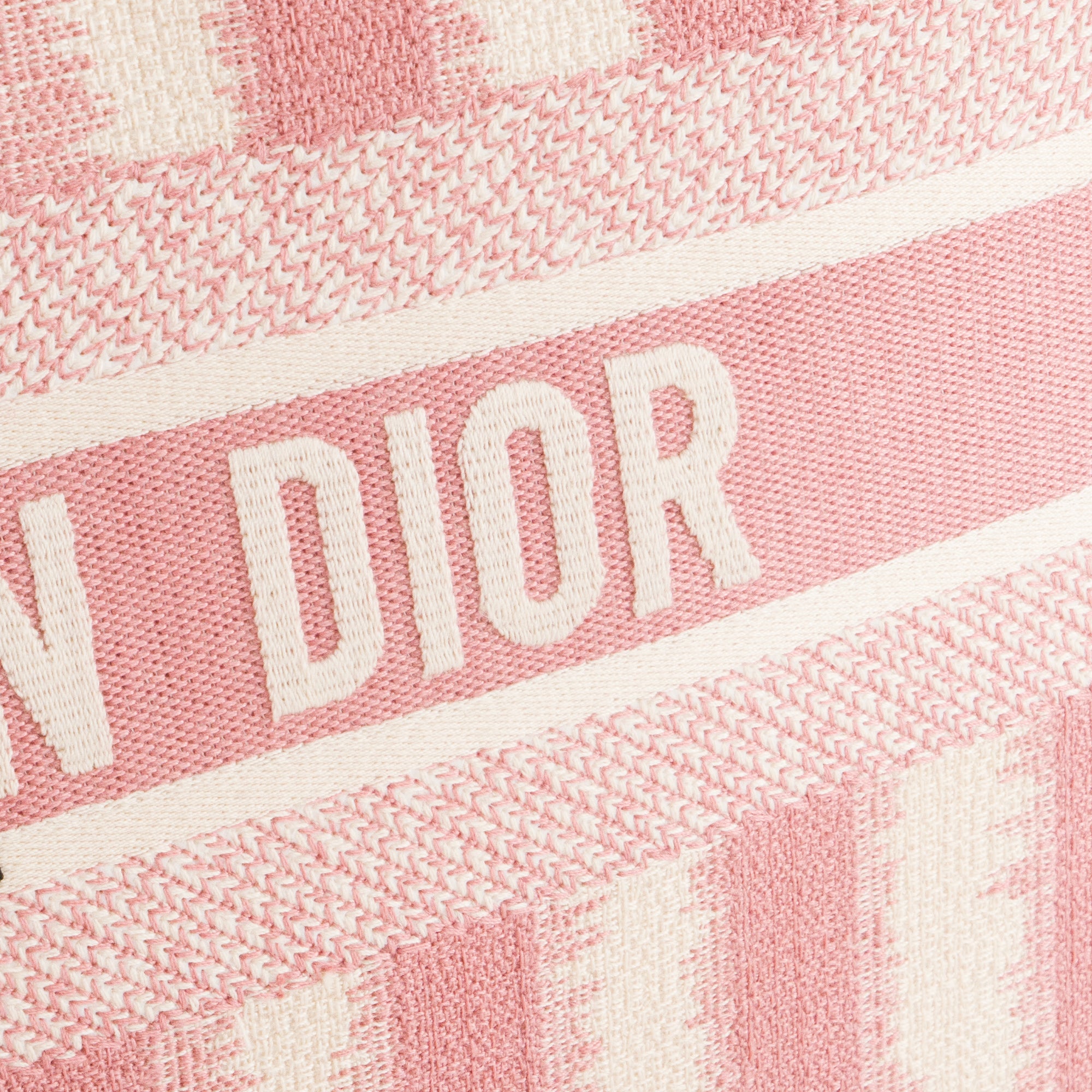 DIOR - Sac cabas Book Tote large Dior en toile blanche et rose