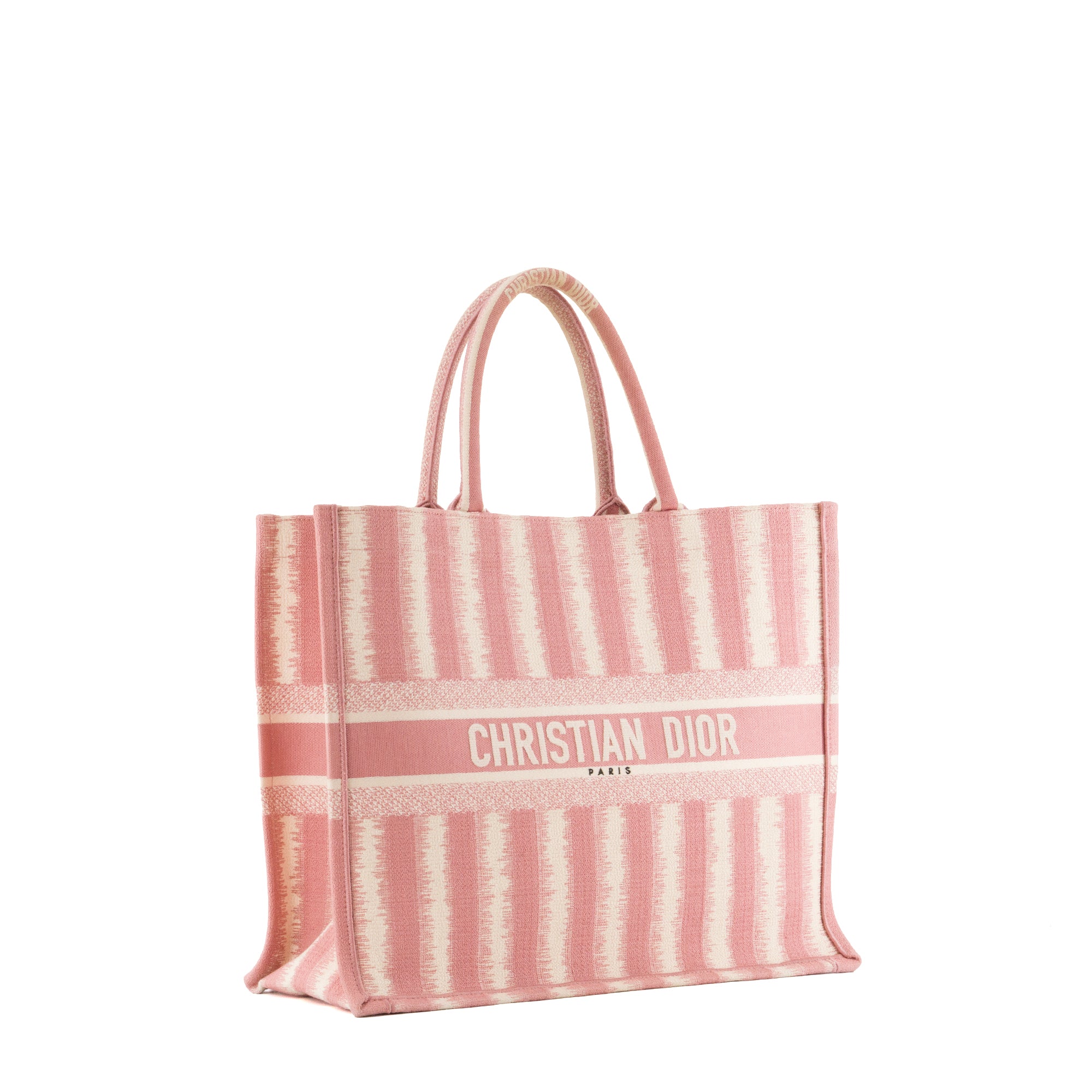 DIOR - Sac cabas Book Tote large Dior en toile blanche et rose