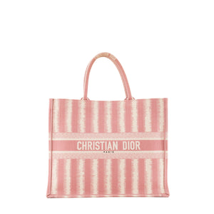 DIOR - Sac cabas Book Tote large Dior en toile blanche et rose