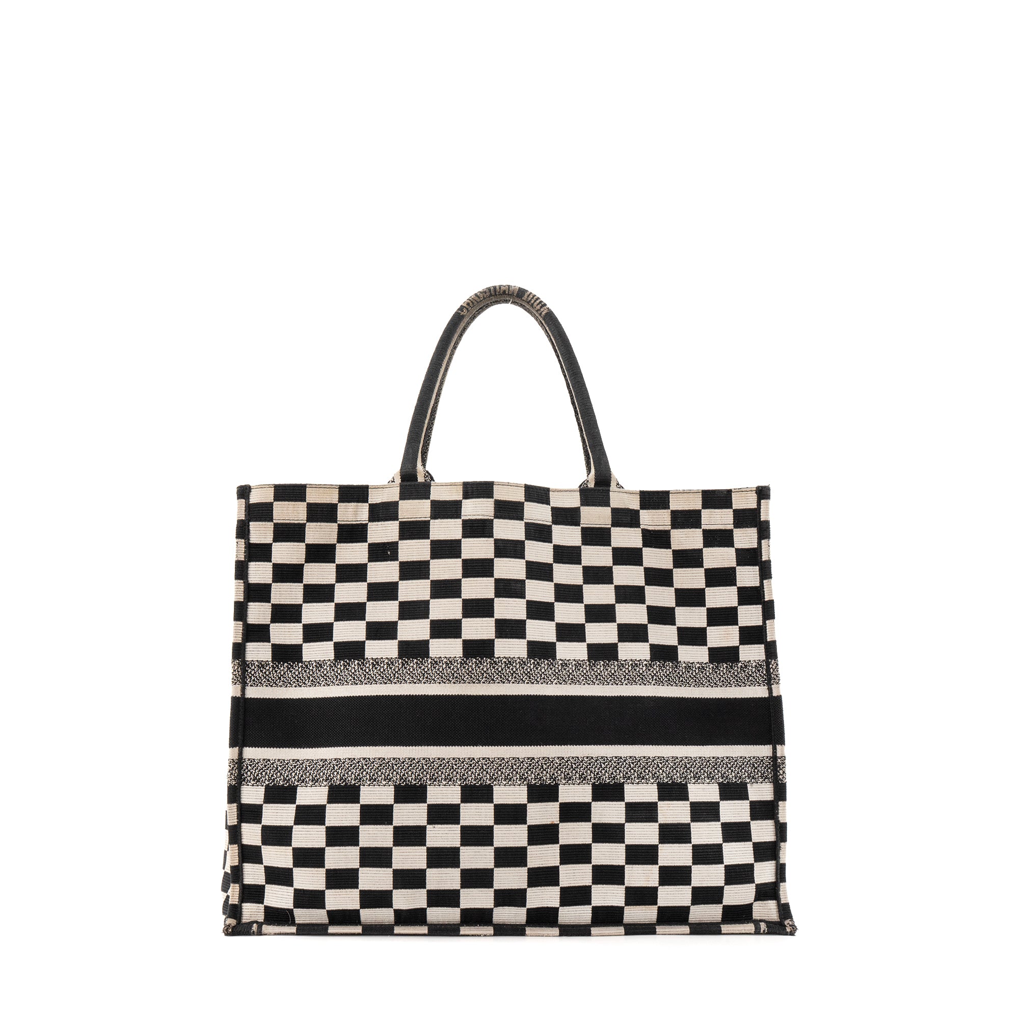 DIOR - Sac cabas Book Tote large Dior en toile damier noire et blanche