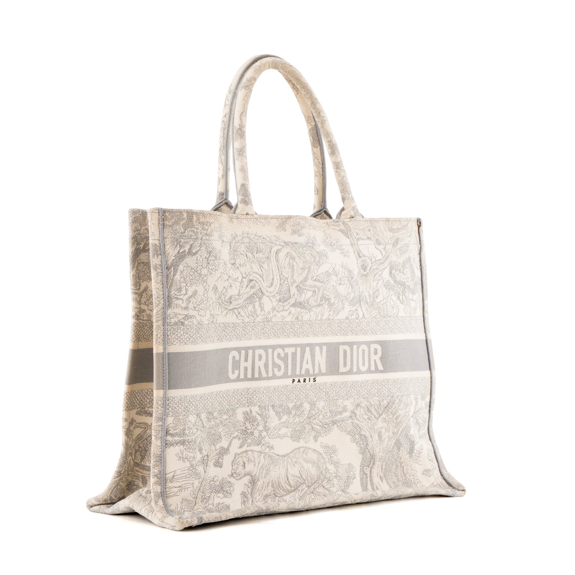 DIOR - Sac cabas Book Tote large Dior en toile de jouy grise