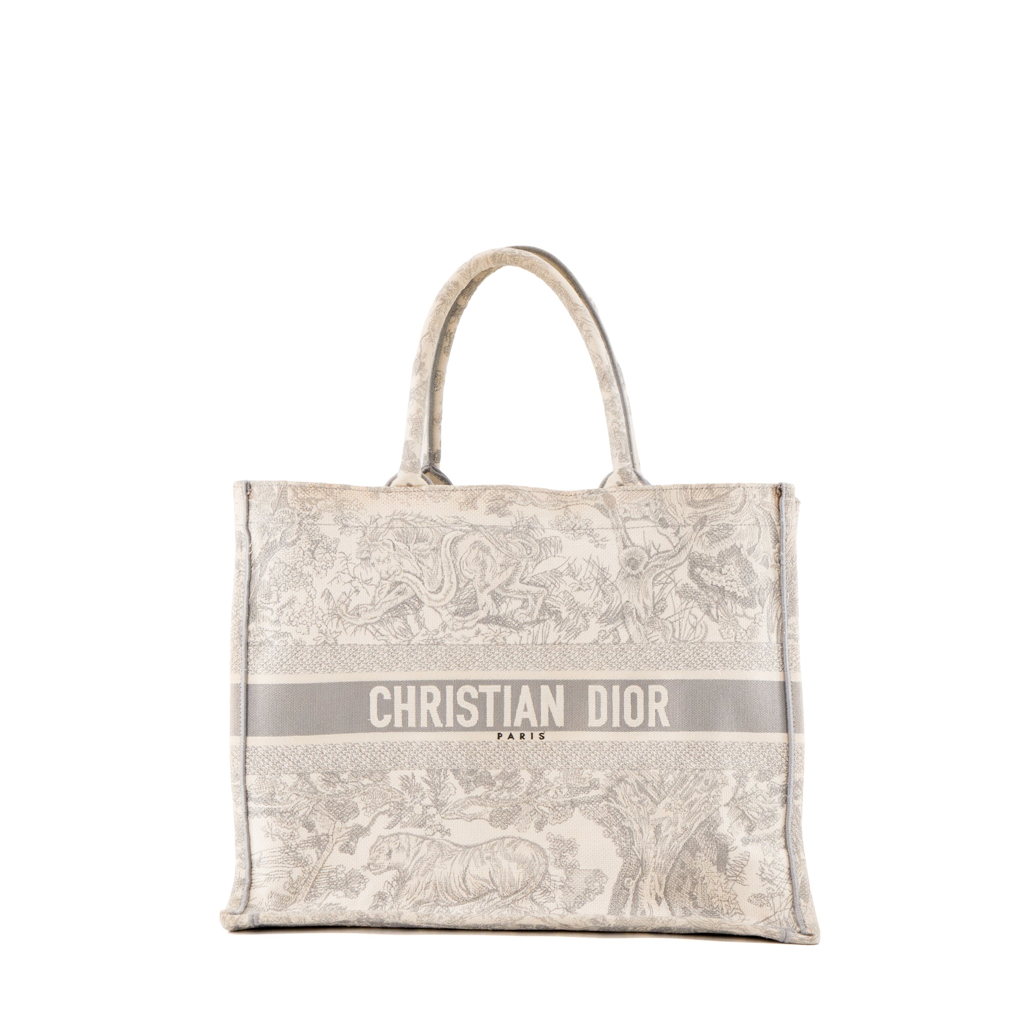DIOR - Sac cabas Book Tote large Dior en toile de jouy grise