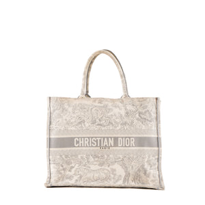 DIOR - Sac cabas Book Tote large Dior en toile de jouy grise