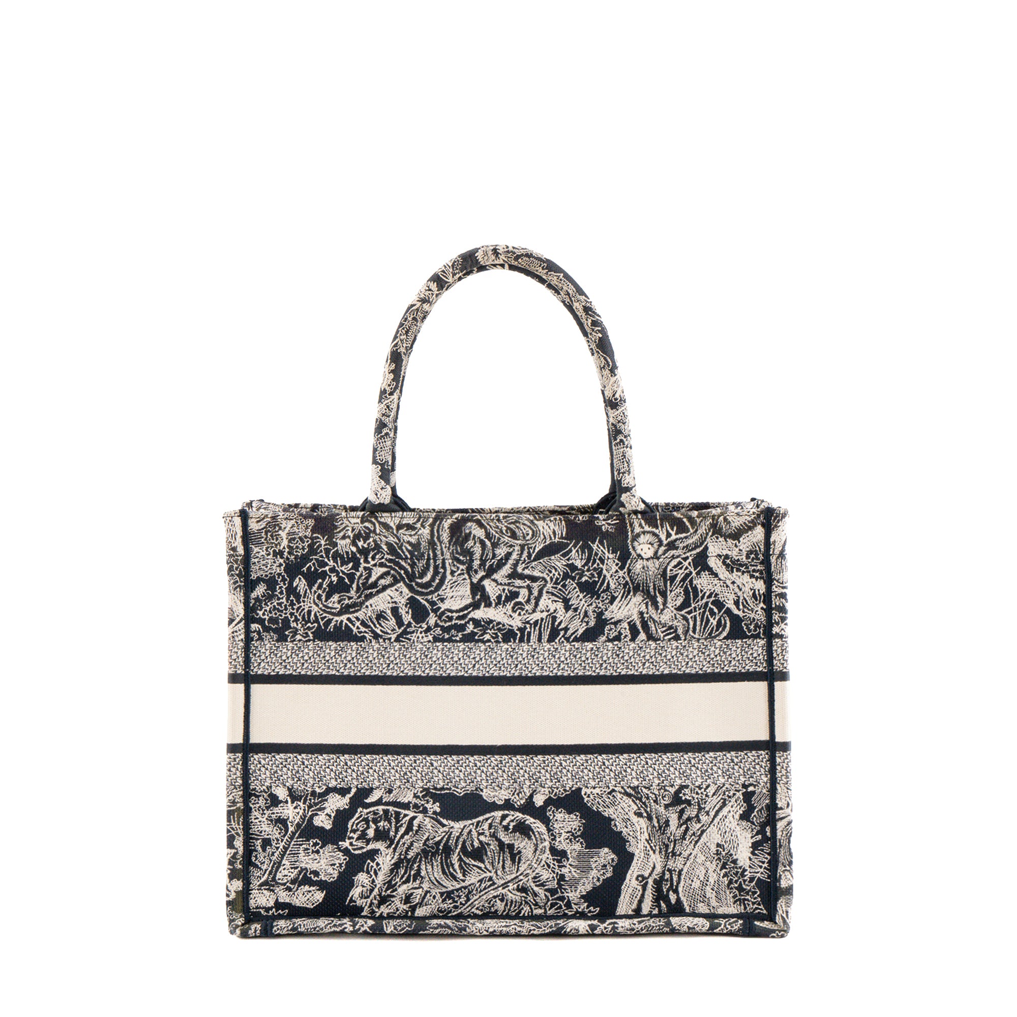 DIOR - Sac Cabas Book Tote Medium Dior en toile de Jouy beige et bleue