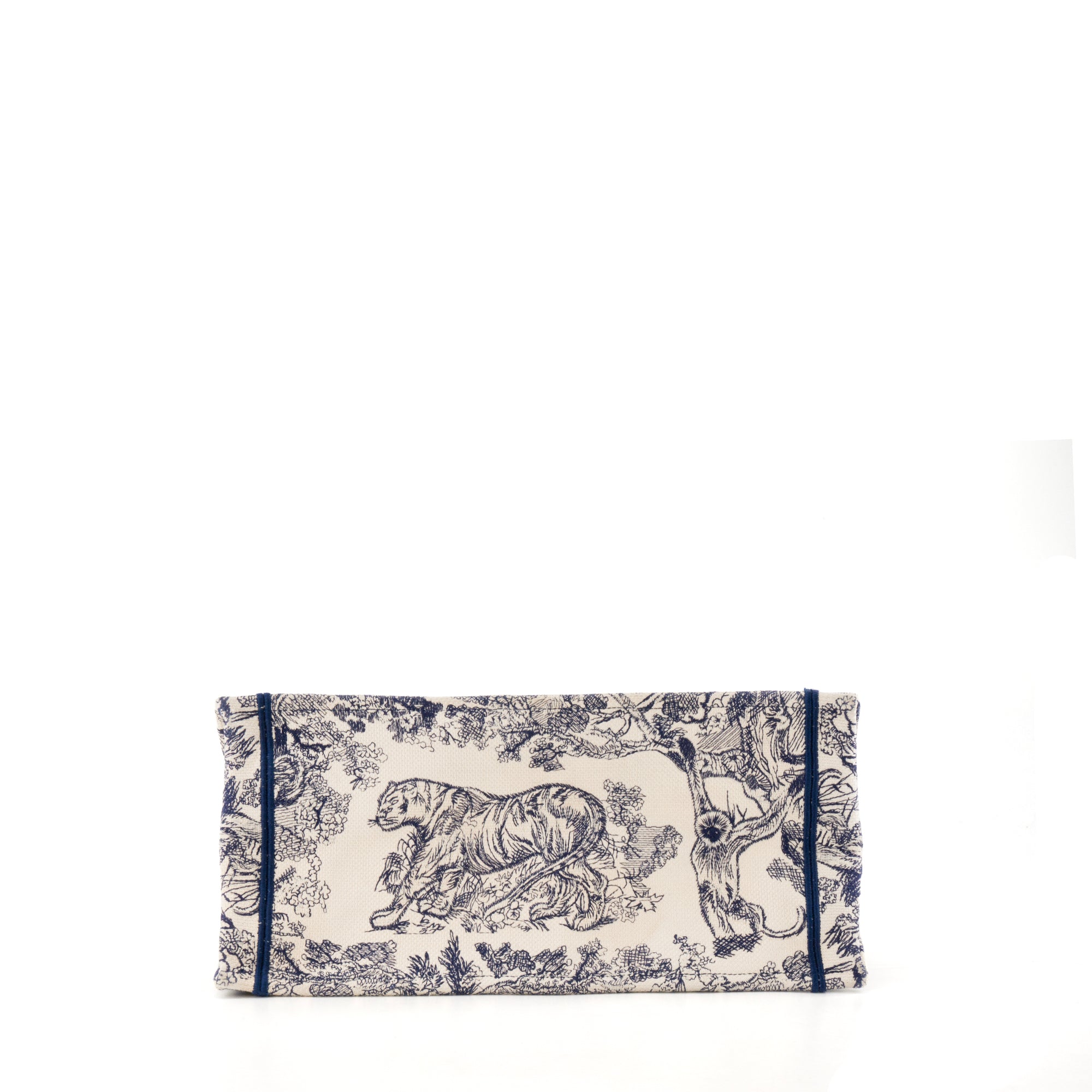 DIOR - Sac cabas Book Tote medium Dior en toile de jouy bleu marine et blanche