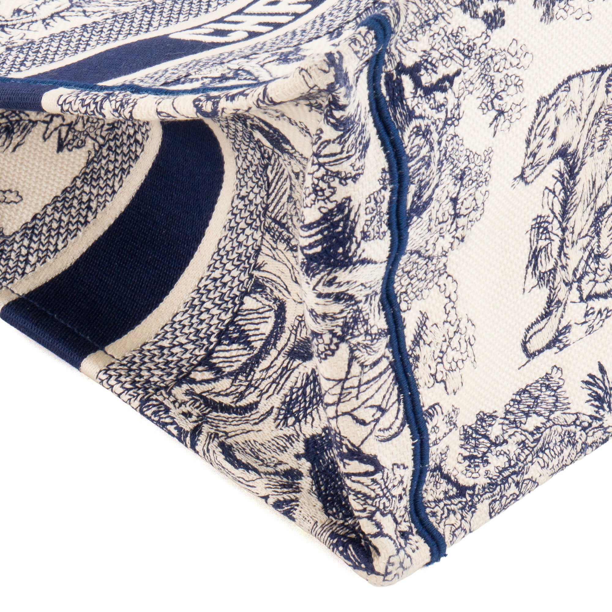 DIOR - Sac cabas Book Tote medium Dior en toile de jouy bleu marine et blanche