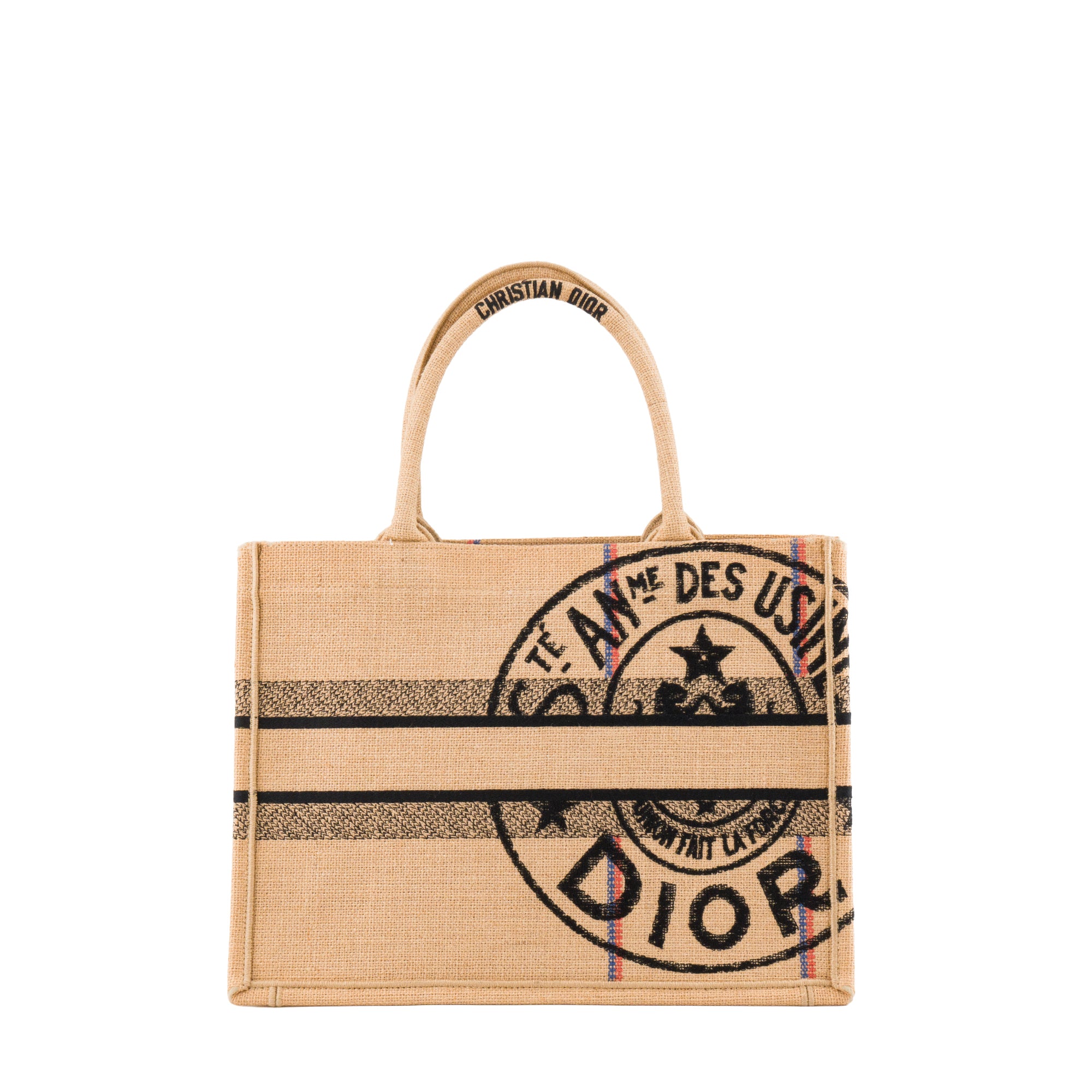 DIOR - Sac cabas Book Tote medium Dior en toile de jute marron