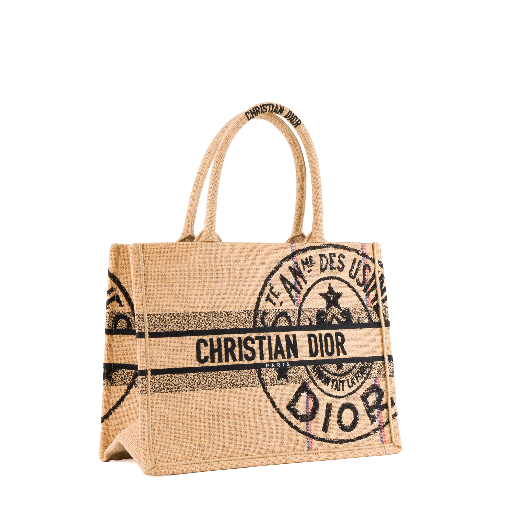 DIOR - Sac cabas Book Tote medium Dior en toile de jute marron