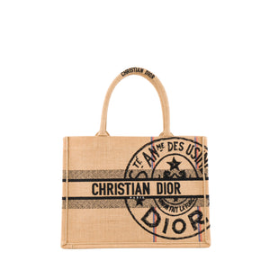 DIOR - Sac cabas Book Tote medium Dior en toile de jute marron