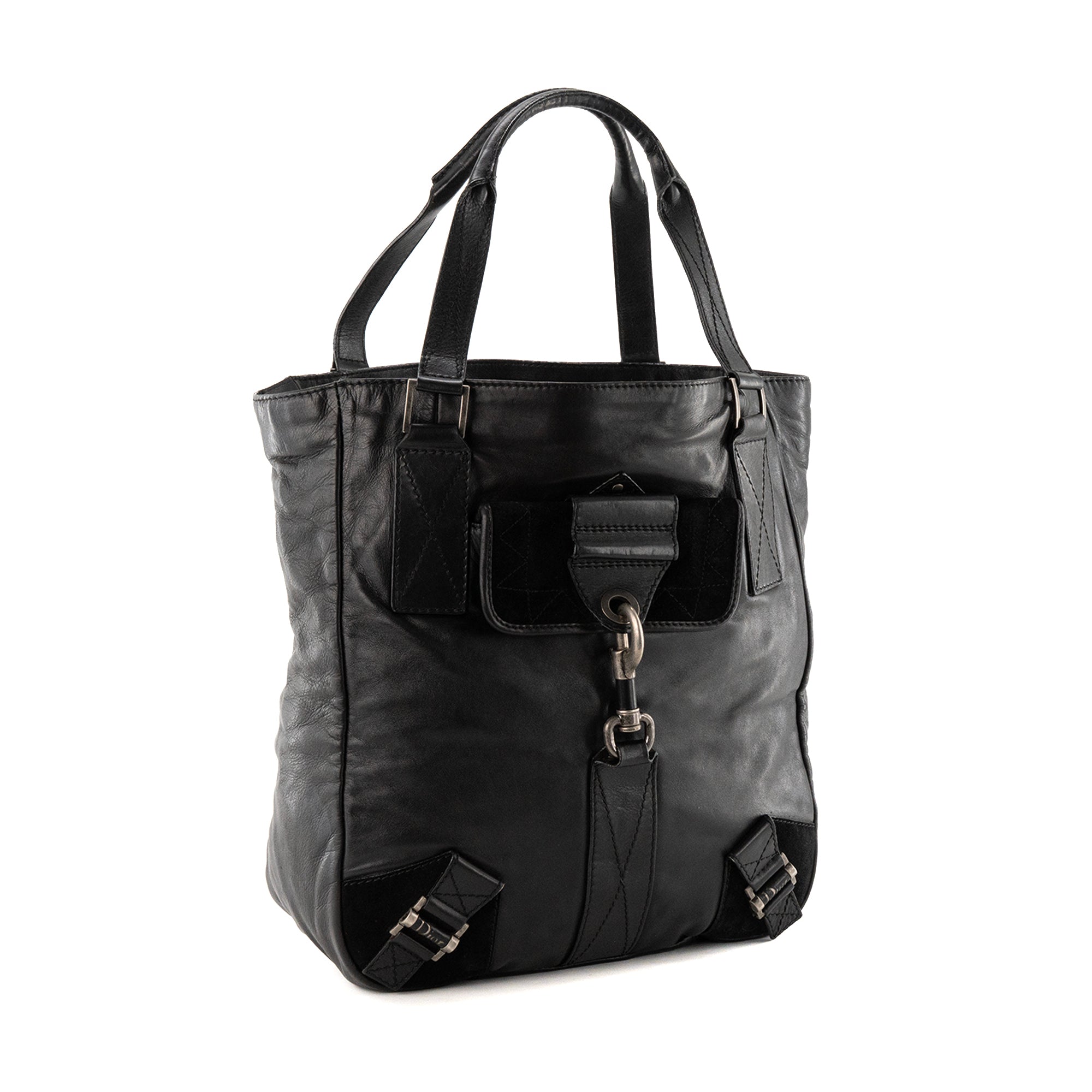 DIOR - Sac cabas Rebelle Dior cuir lisse noir vintage