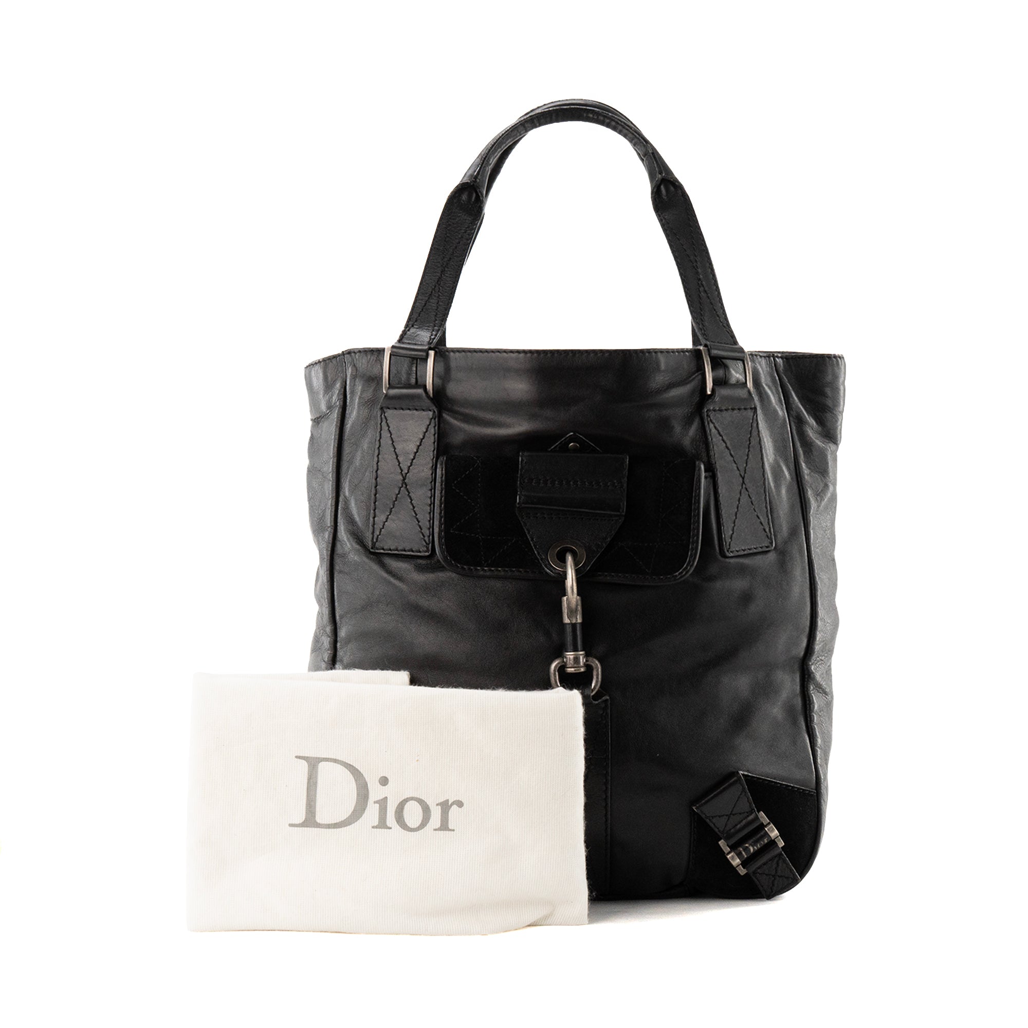 DIOR - Sac cabas Rebelle Dior cuir lisse noir vintage