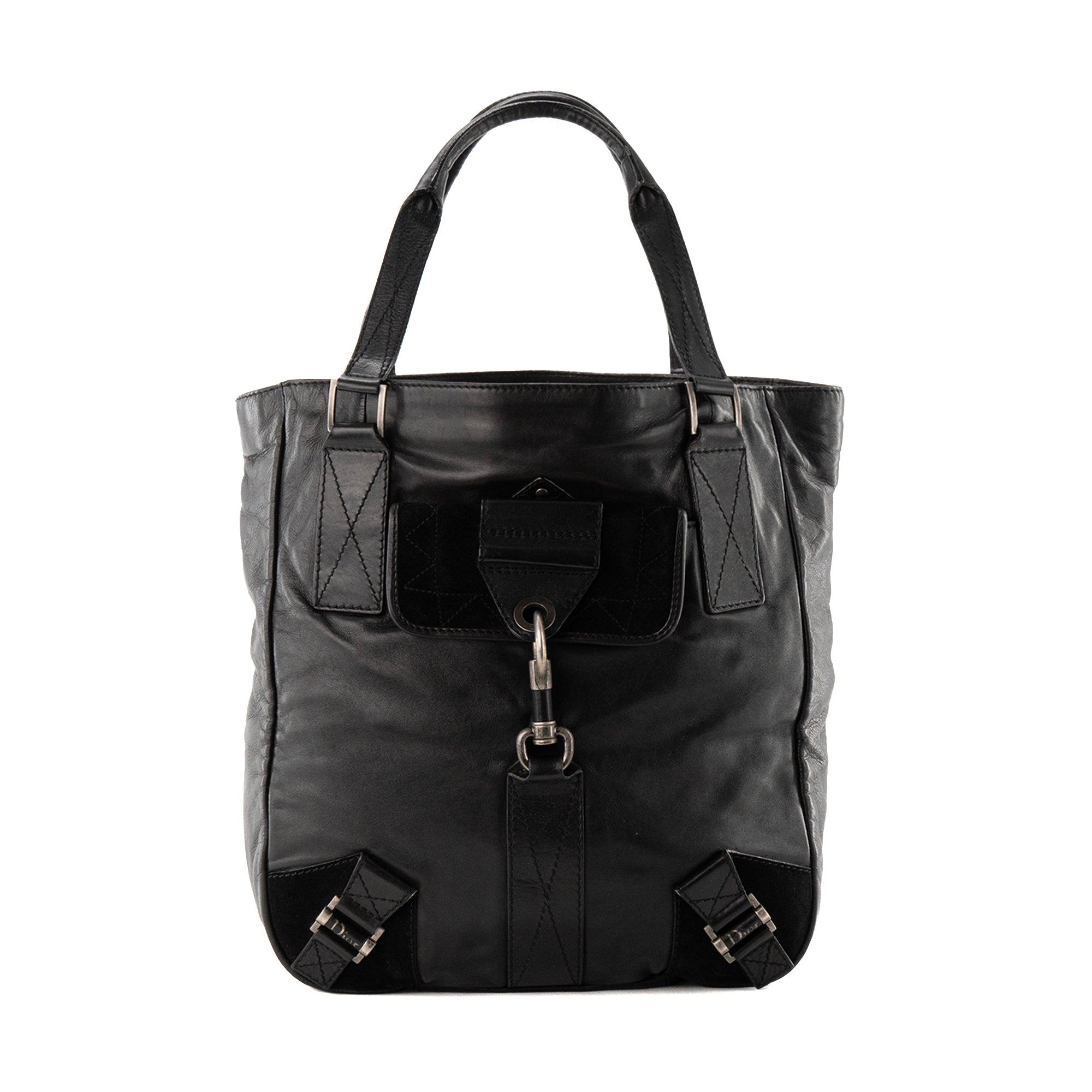 DIOR - Sac cabas Rebelle Dior cuir lisse noir vintage