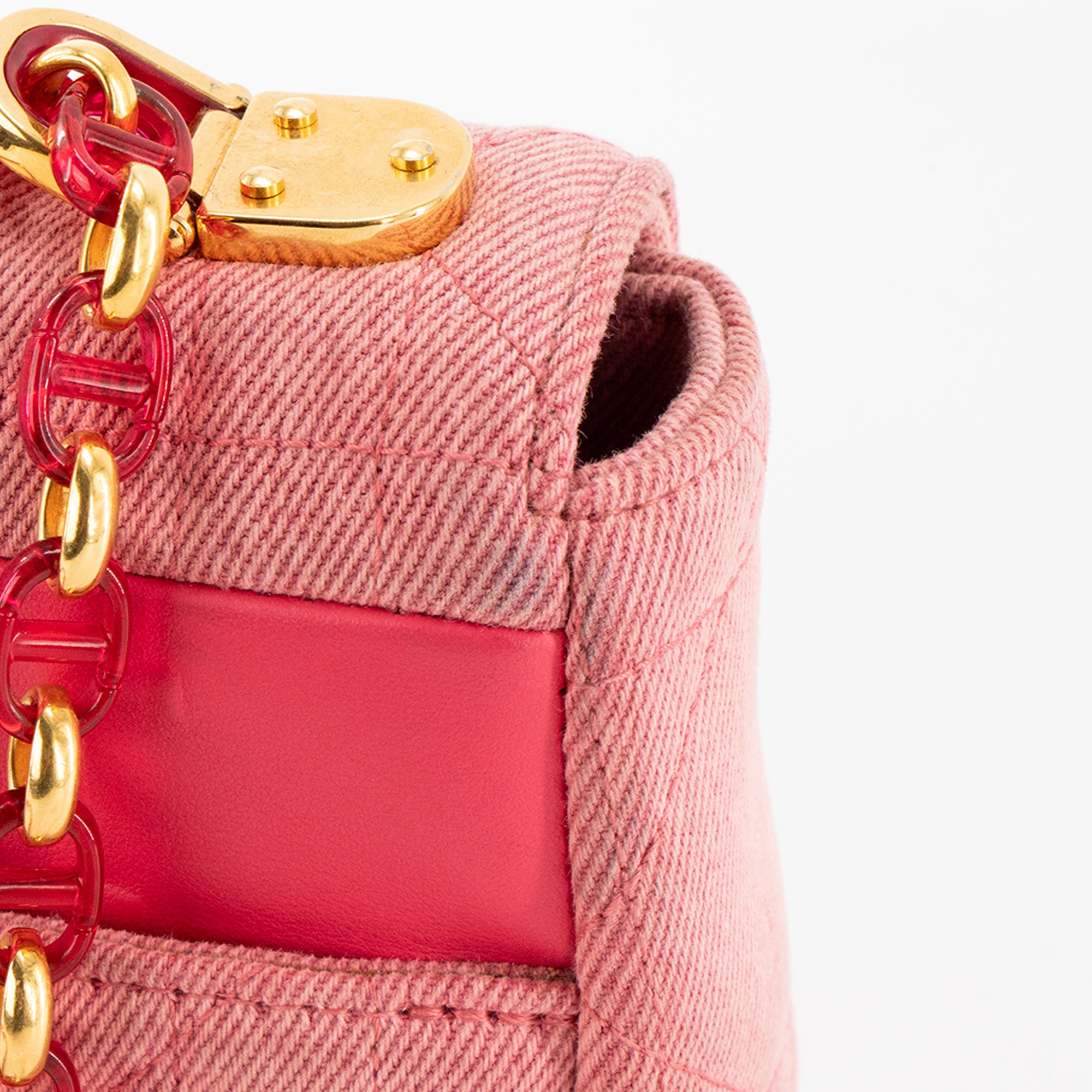 DIOR - Sac à bandoulière Caro medium Dior en denim rose
