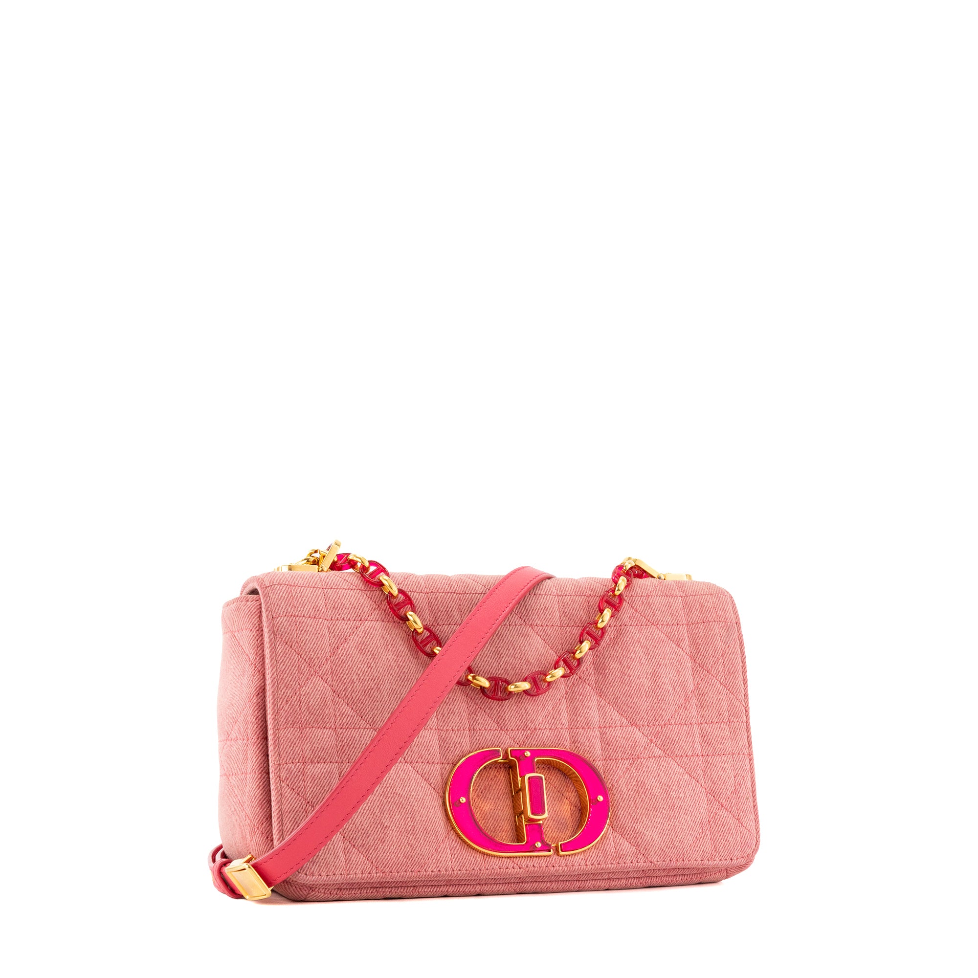 DIOR - Sac à bandoulière Caro medium Dior en denim rose