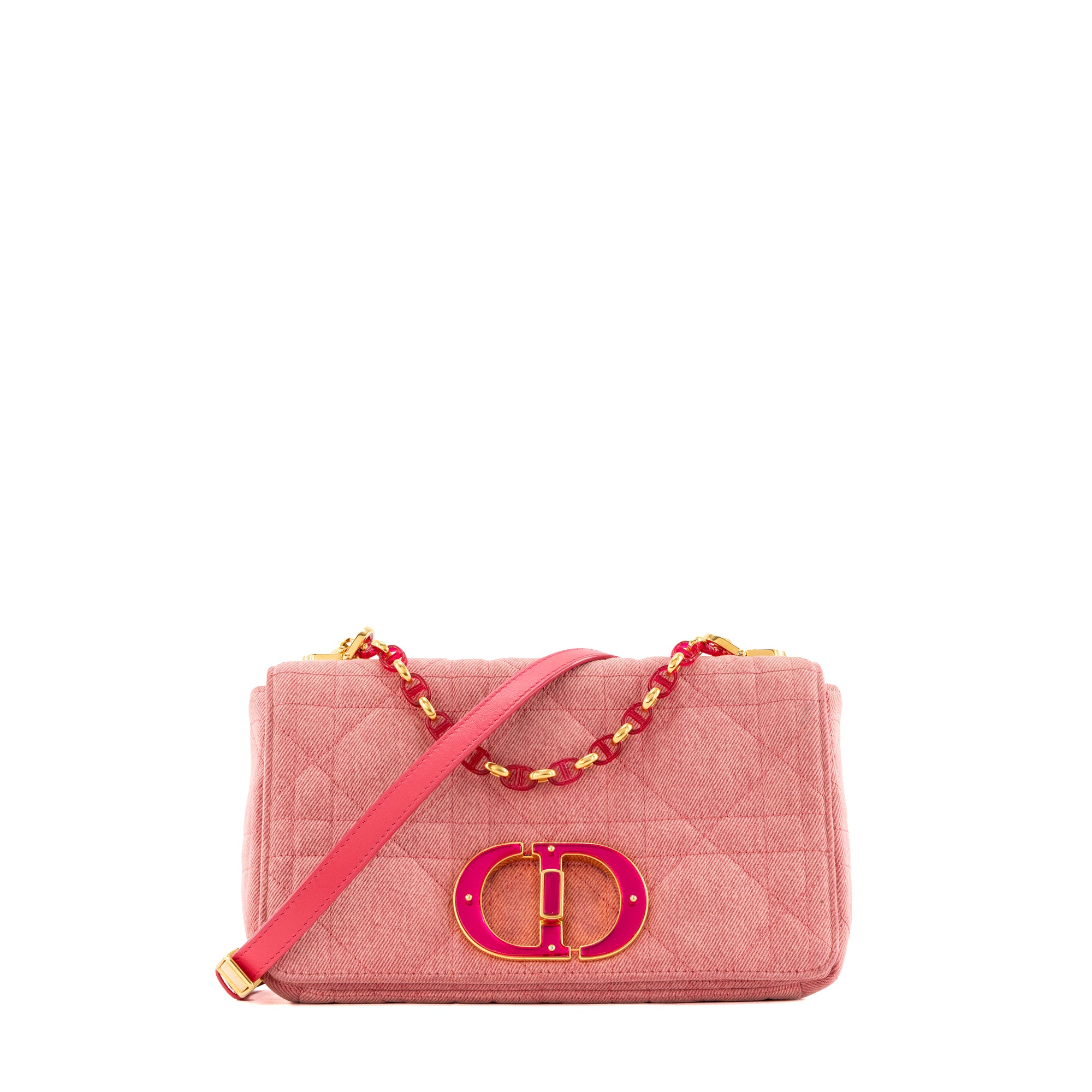 DIOR - Sac à bandoulière Caro medium Dior en denim rose