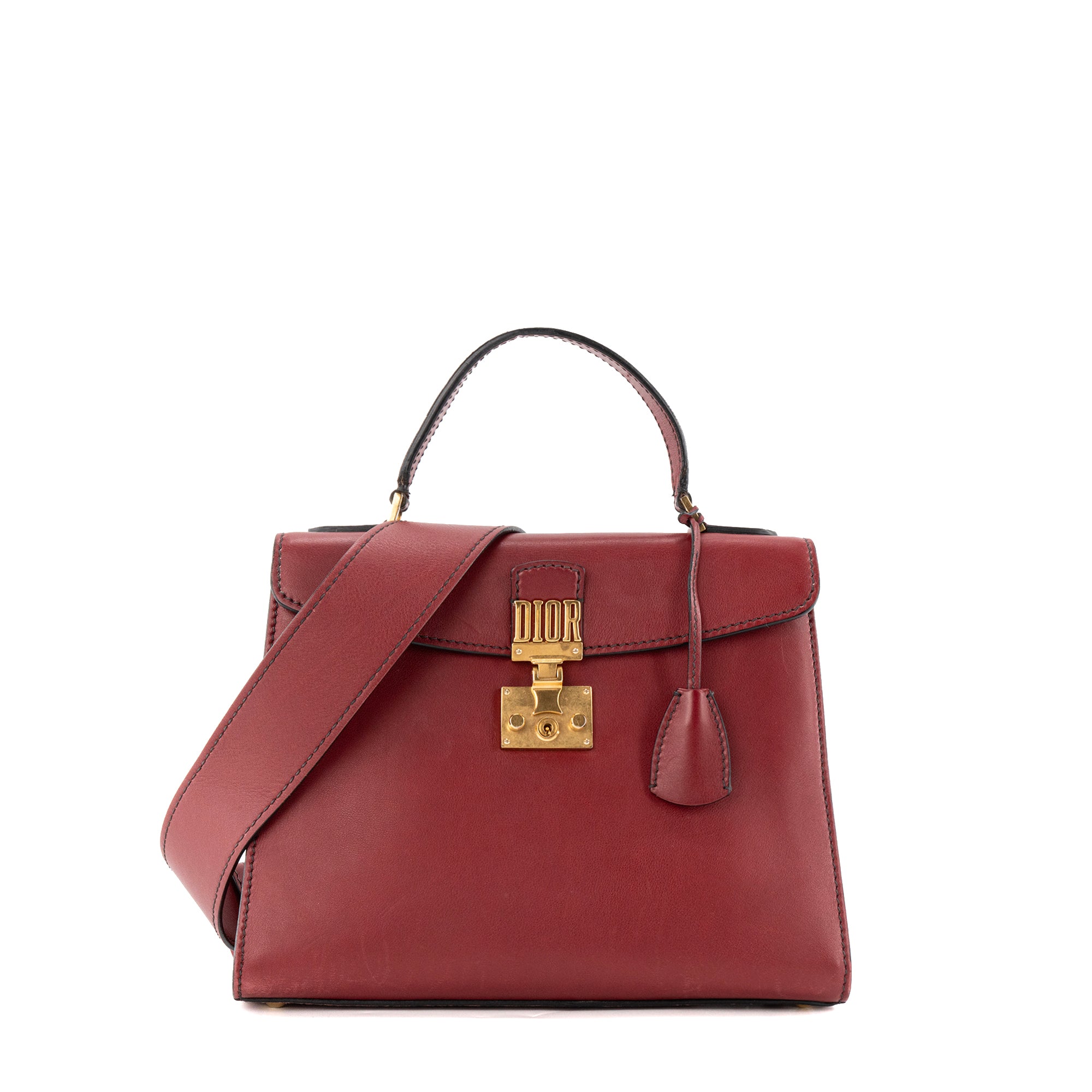 DIOR - Sac à bandoulière Dioraddict Dior en cuir lisse cuir bordeaux