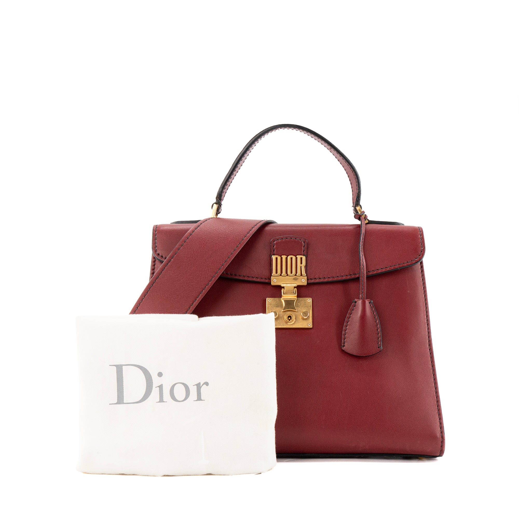 DIOR - Sac à bandoulière Dioraddict Dior en cuir lisse cuir bordeaux