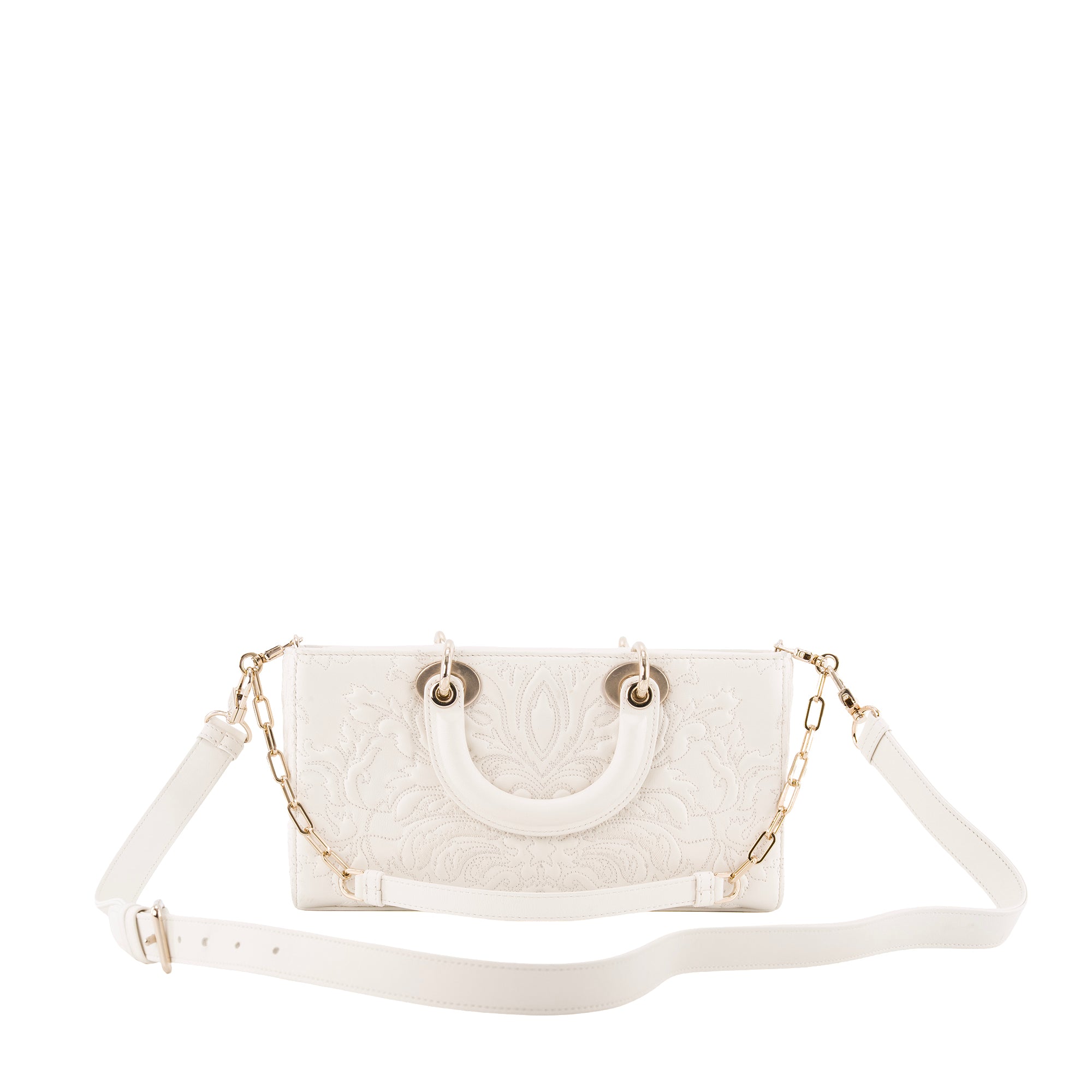 DIOR - Sac à bandoulière D-Joy Dior en cuir ivoire brodé édition limitée